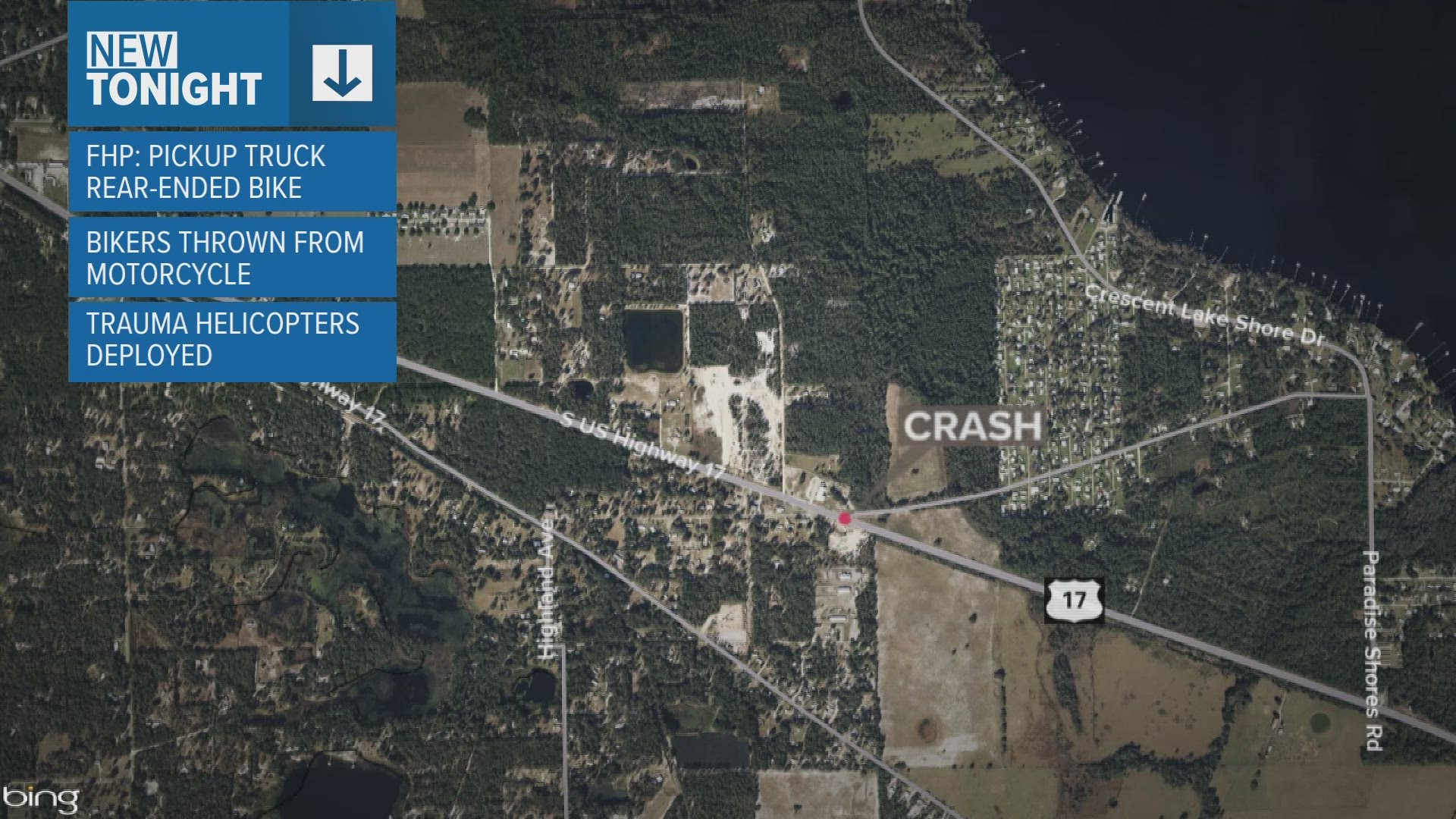 FHP says a pickup truck in which had 6 occupants, "failed to stop" and rear-ended the motorcyclists as they waited to make a left turn onto Paradise Shores Road.