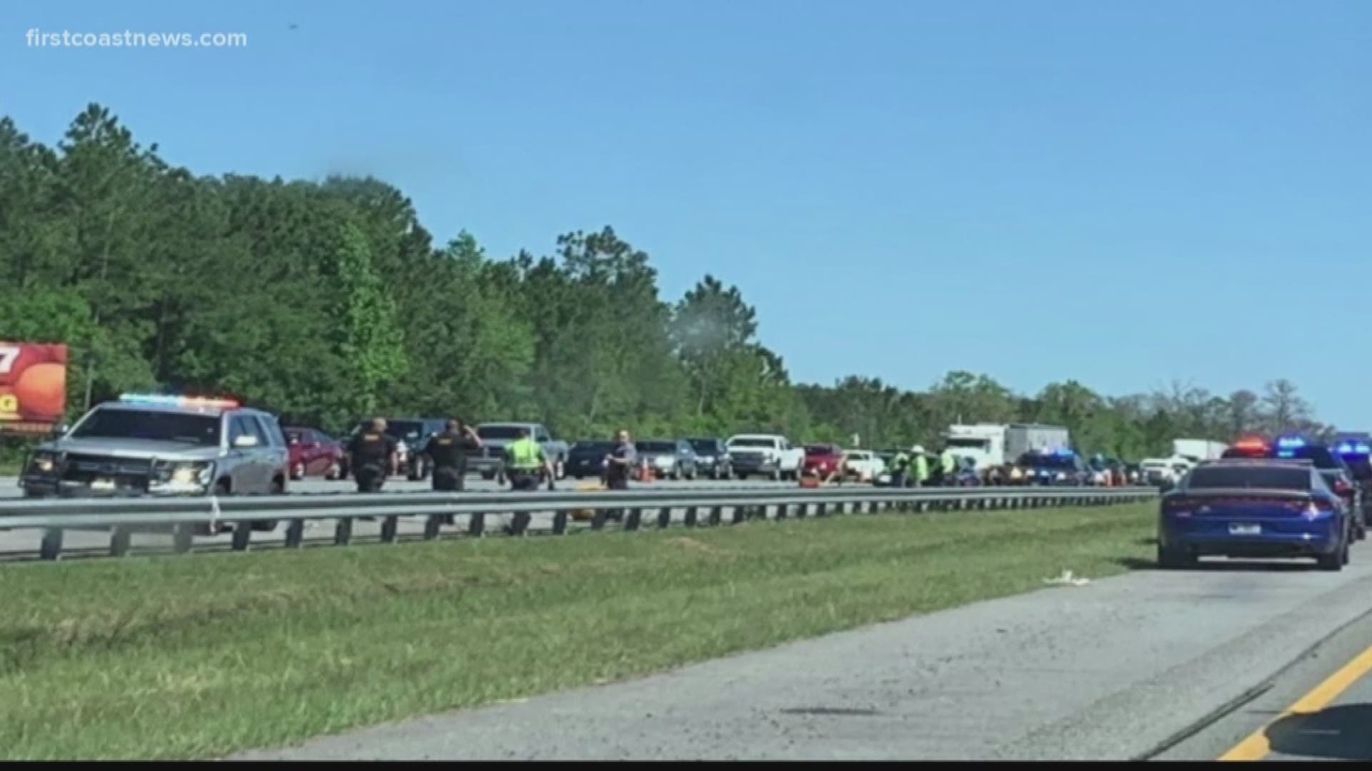 Traffic was backed up from Exit 67 to Mile Marker 58 due to police activity at the scene, according to a witness.