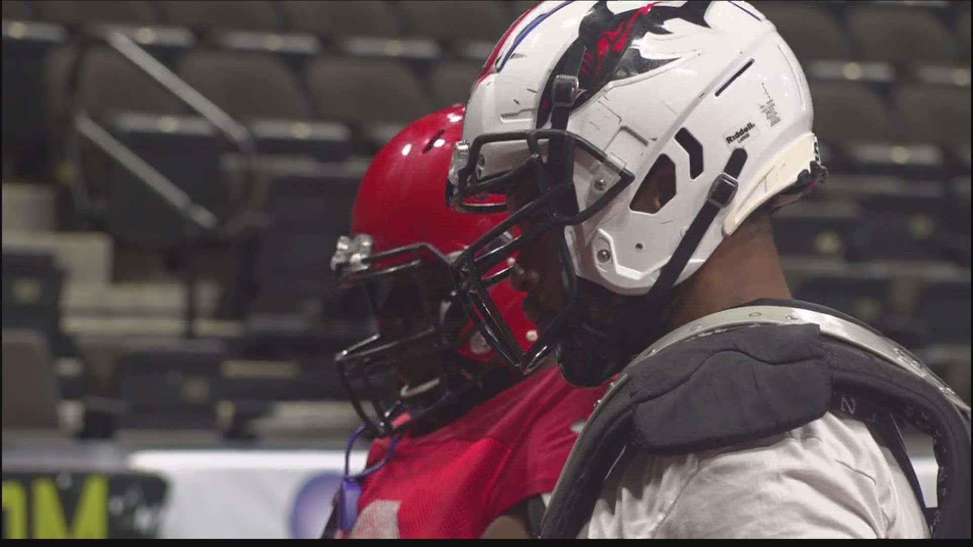 Head coach, Siaha Burley, says it's taken some time for his young players to get used to the speed of arena football.