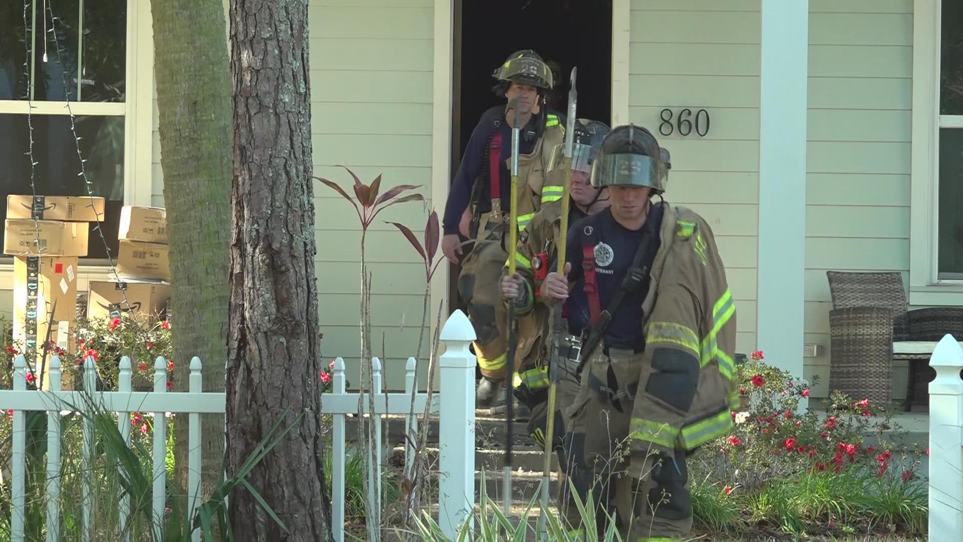 The Atlantic Beach Fire Department and the Jacksonville Fire and Rescue Department responded to the scene after a neighbor called in the fire.
