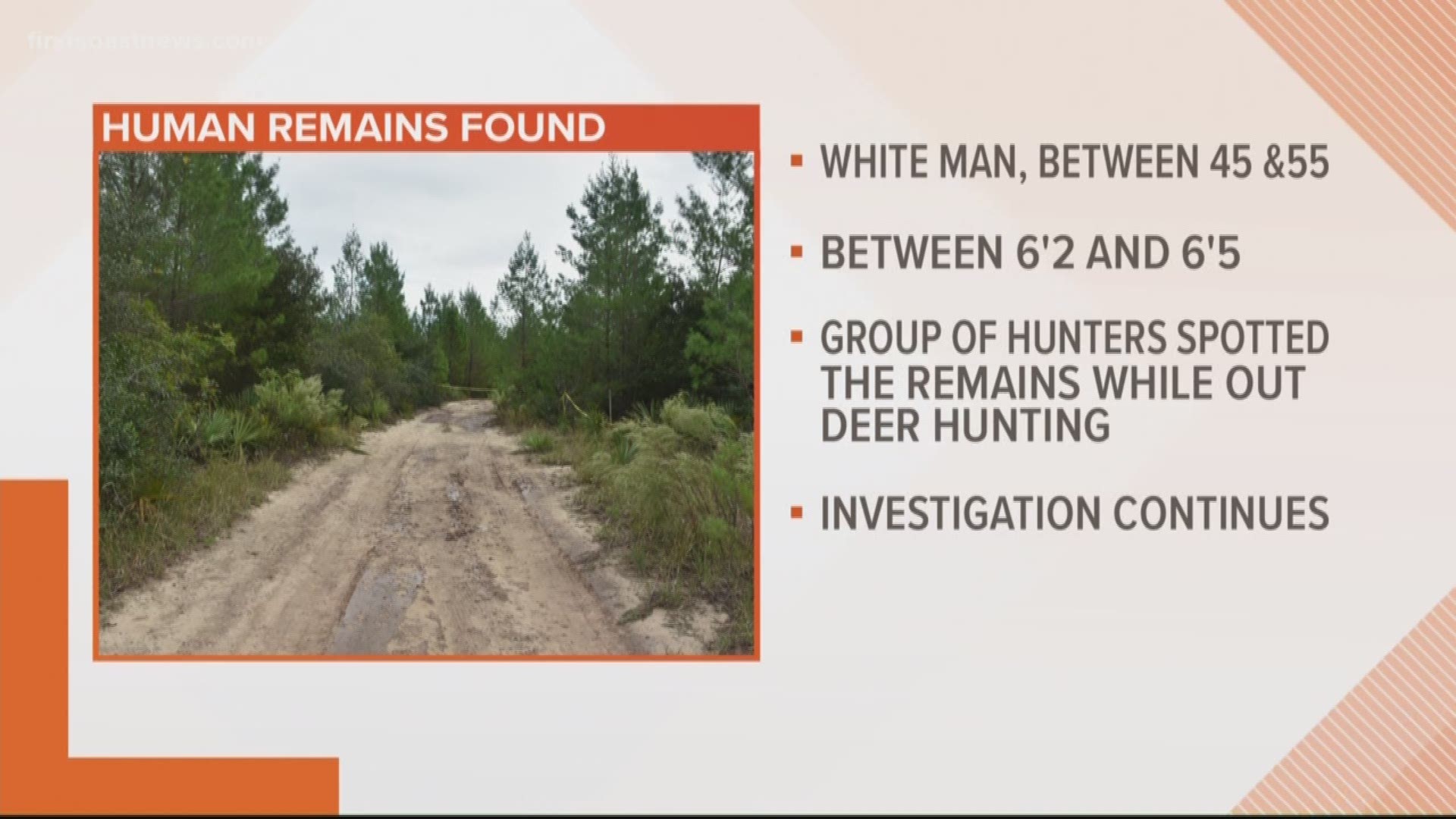 The remains found in Ocala National Forest on Sunday have been identified as those of a middle-aged white male.