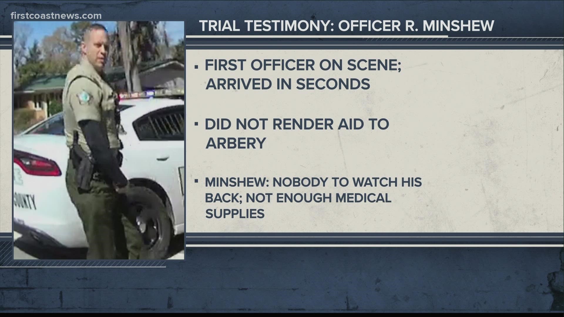 The officer said he did not render aid to Arbery because he did not have another officer to 'watch his back' and did not have proper medical equipment to give aid.