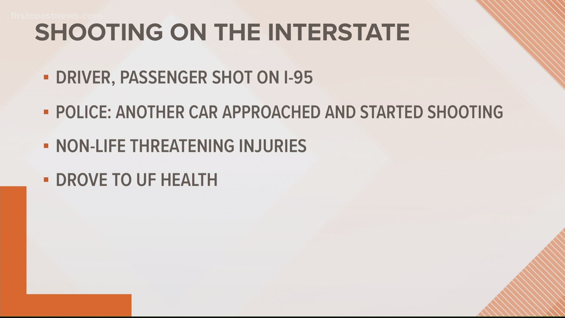 The two adult victims were able to drive to UF Health for medical treatment.