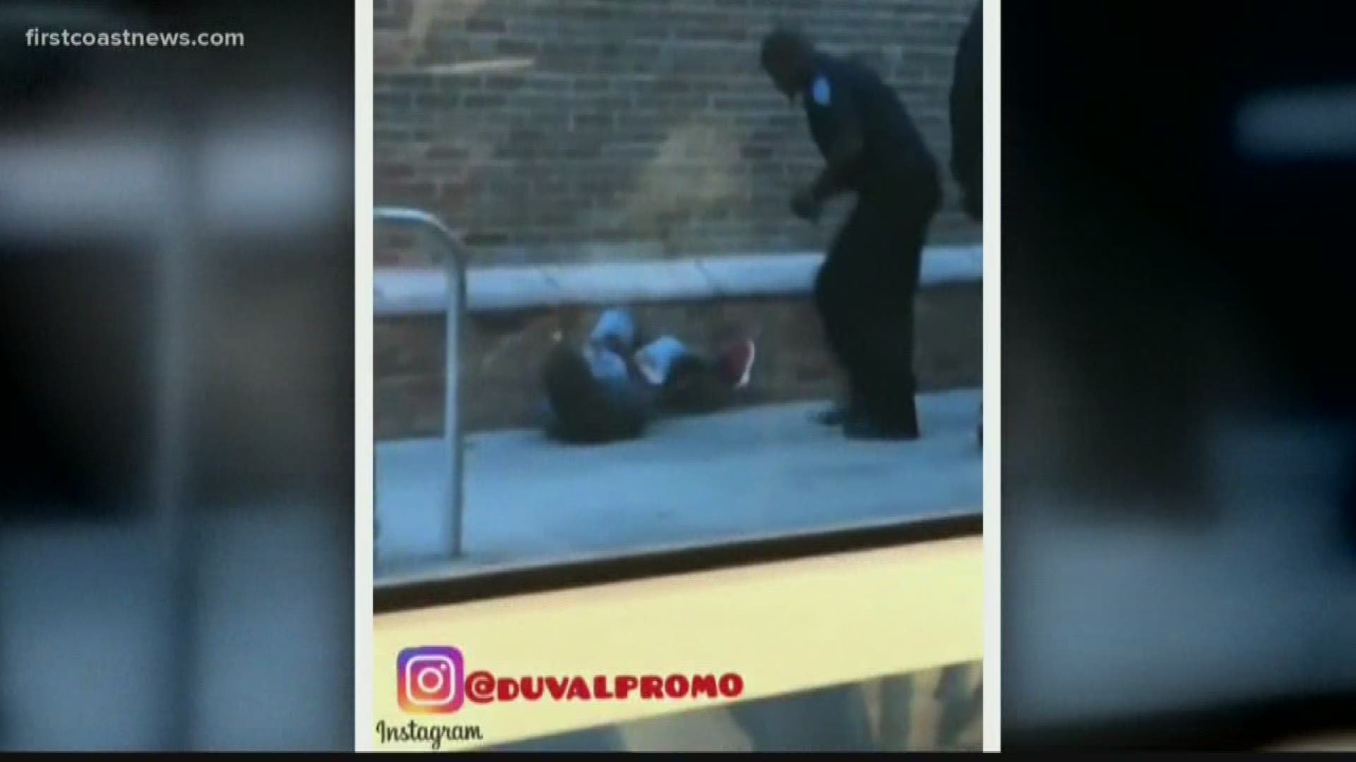 Duval County Public Schools terminated a resource officer after a video appeared to show the officer grabbing a female student by the neck and slamming her to the ground.