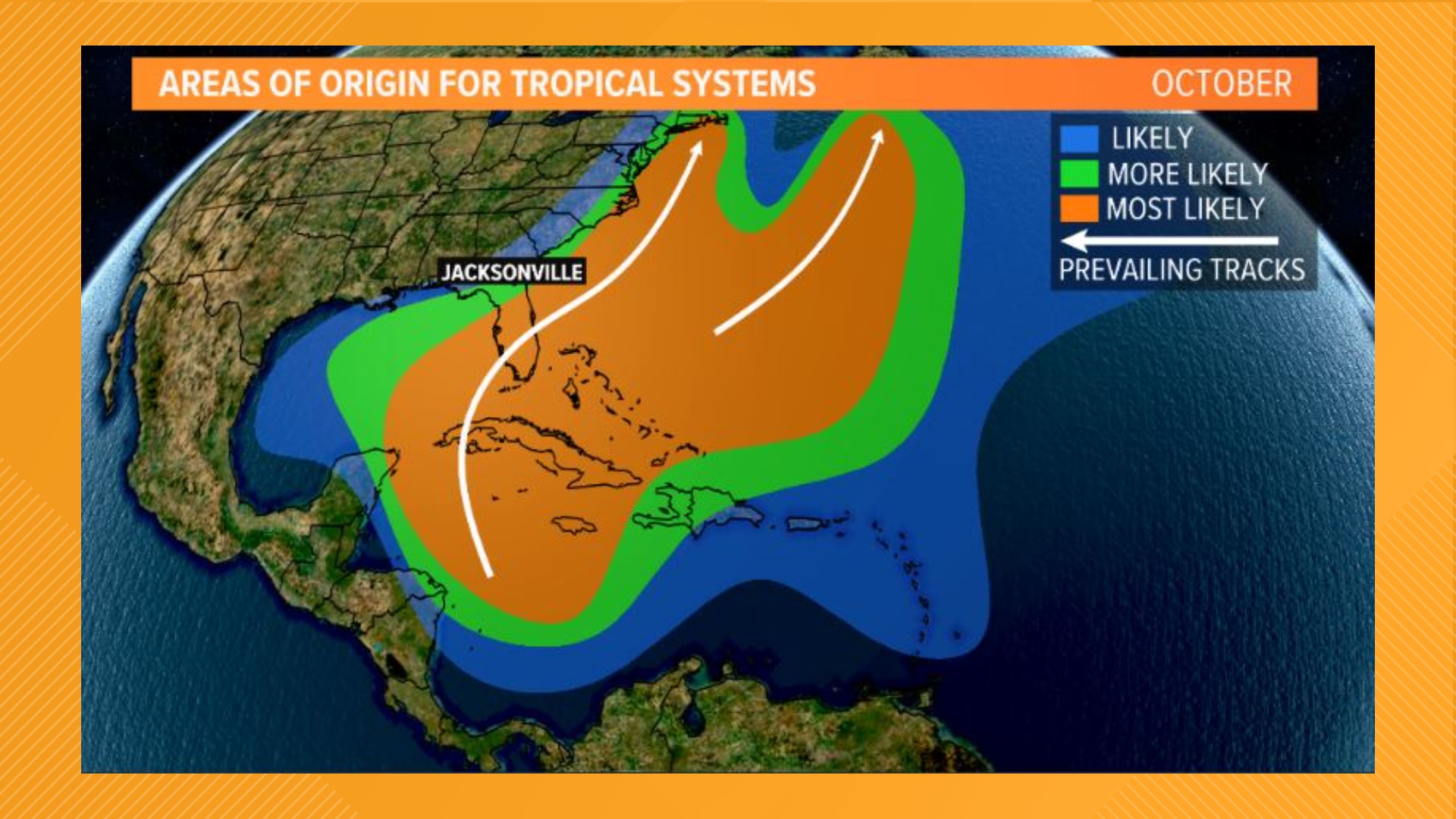 Where to expect tropical systems to form month by month ...