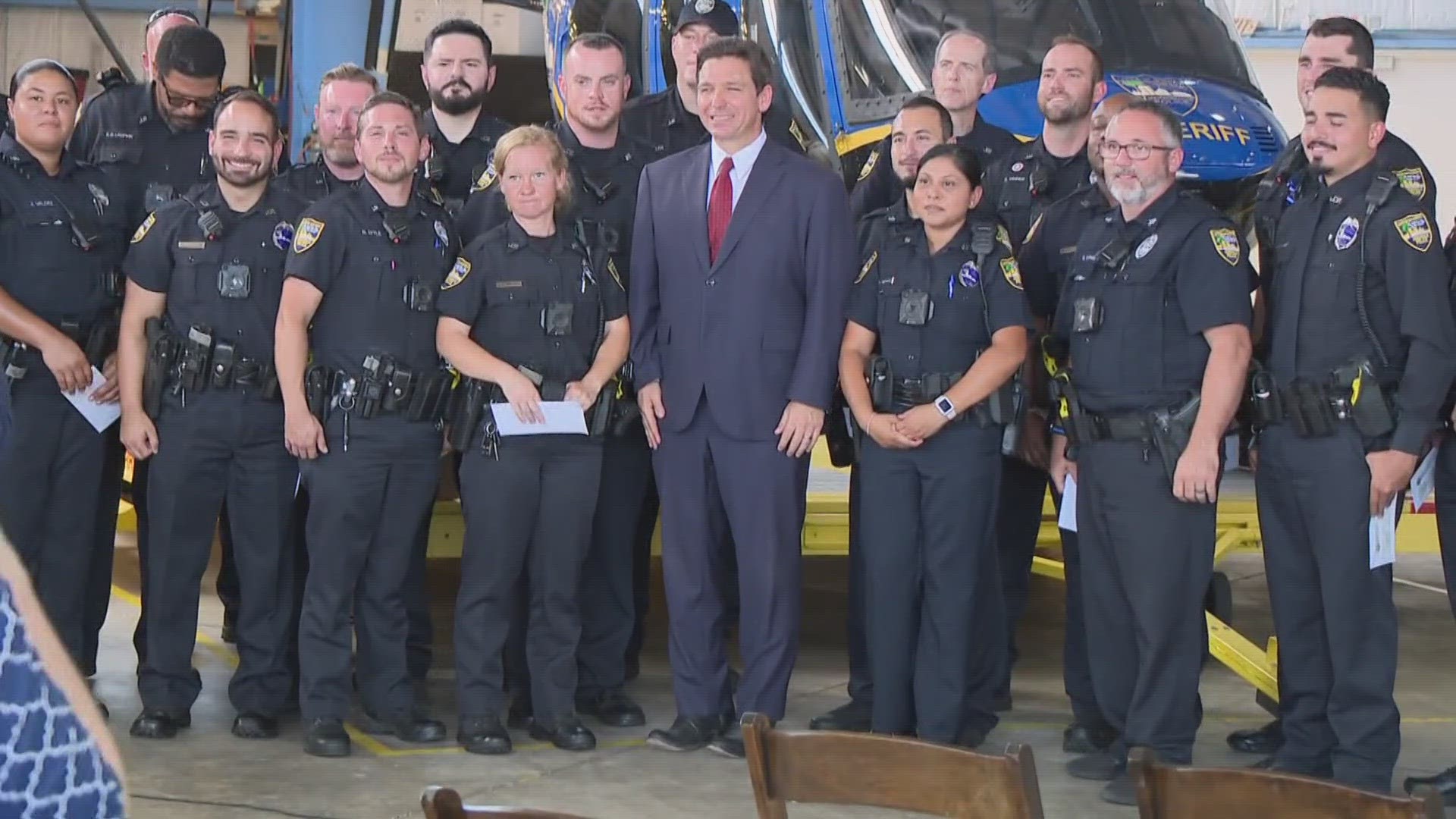 It's the third year in a row the governor has announced bonuses for first responders. JSO and JFRD members received the first 40 of those checks in-person Monday.