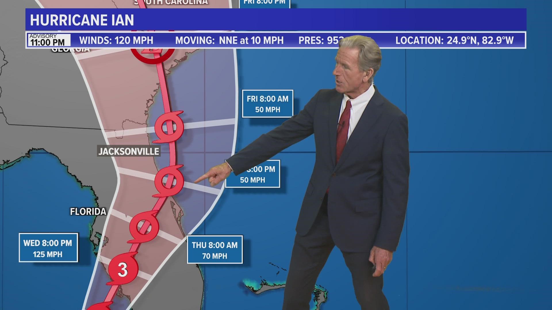 Hurricane Ian is tracking further south of Tampa.