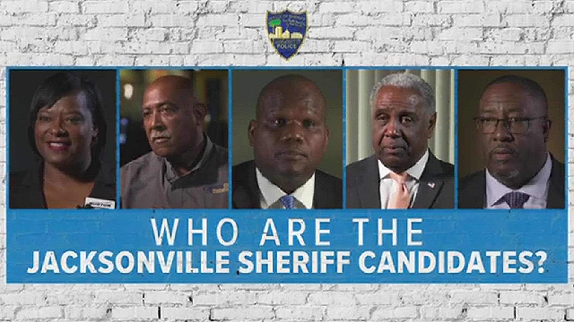 Interviews with candidates vying to be Jacksonville's next sheriff. Get to know Lakesha Burton, Wayne Clark, Tony Cummings, Ken Jefferson, and T.K. Waters.