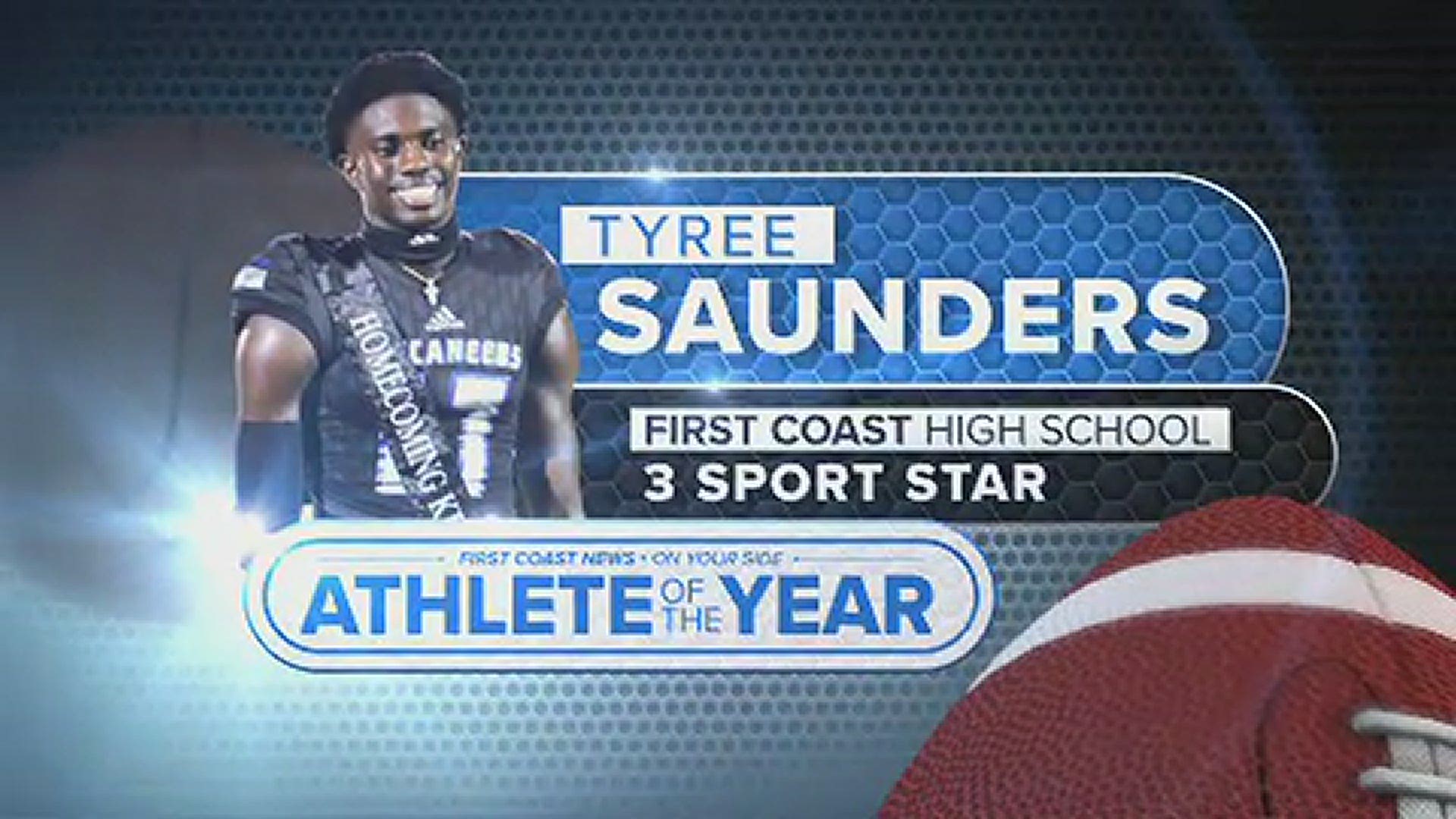 Our first nominee is Tyree Saunders, a three-sport stand-out from First Coast High School. Tyree is a 2019 State Champion in track and is headed to Virginia Tech.