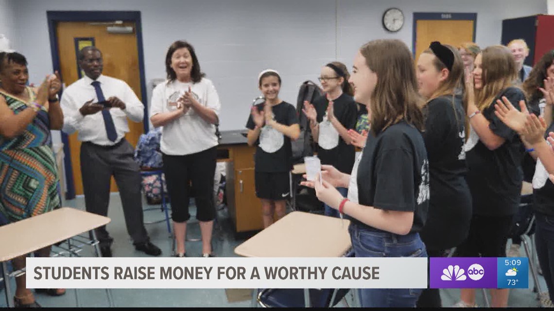 The School House Rock Club at Landrum Middle School raises money for JT Townsend Foundation