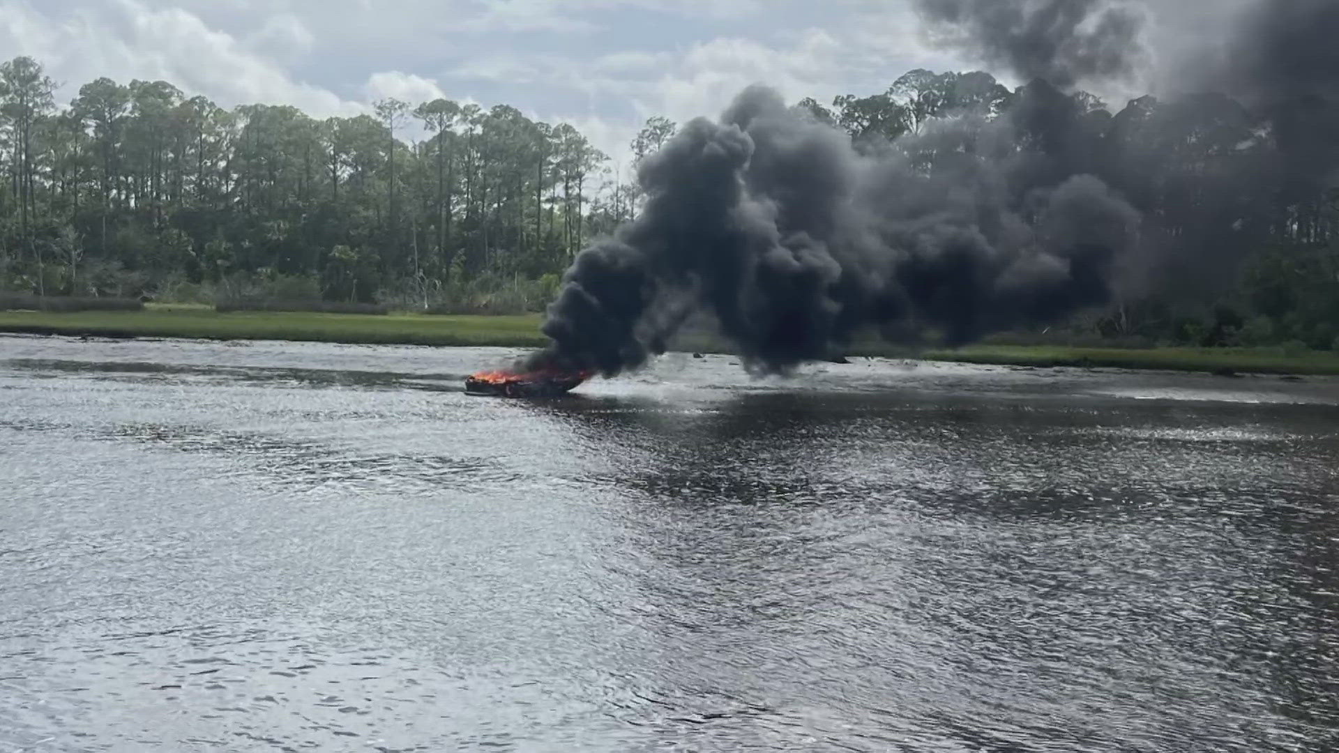 Fire rescue crews put out a "fully-involved" boat fire in St. Johns County Thursday.