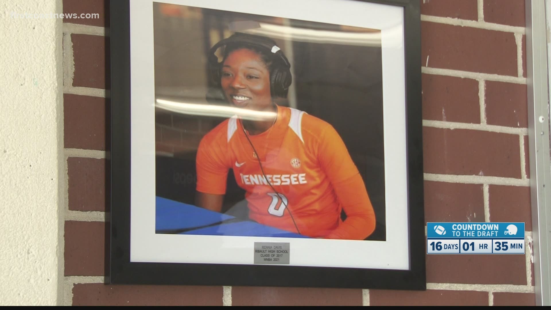 Ribault High School officials prepared the gymnasium Tuesday ahead of 2017 graduate Rennia Davis being selected in the 2021 WNBA Draft. Her number will be retired.