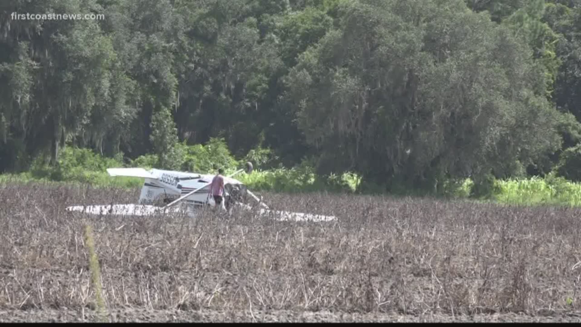 According to the Florida Highway Patrol, around 9:21 a.m., a pilot was practicing emergency drills over a field near County Road 305 and Huff Road, when due to pilot error, the plane crashed and flipped over on its roof.