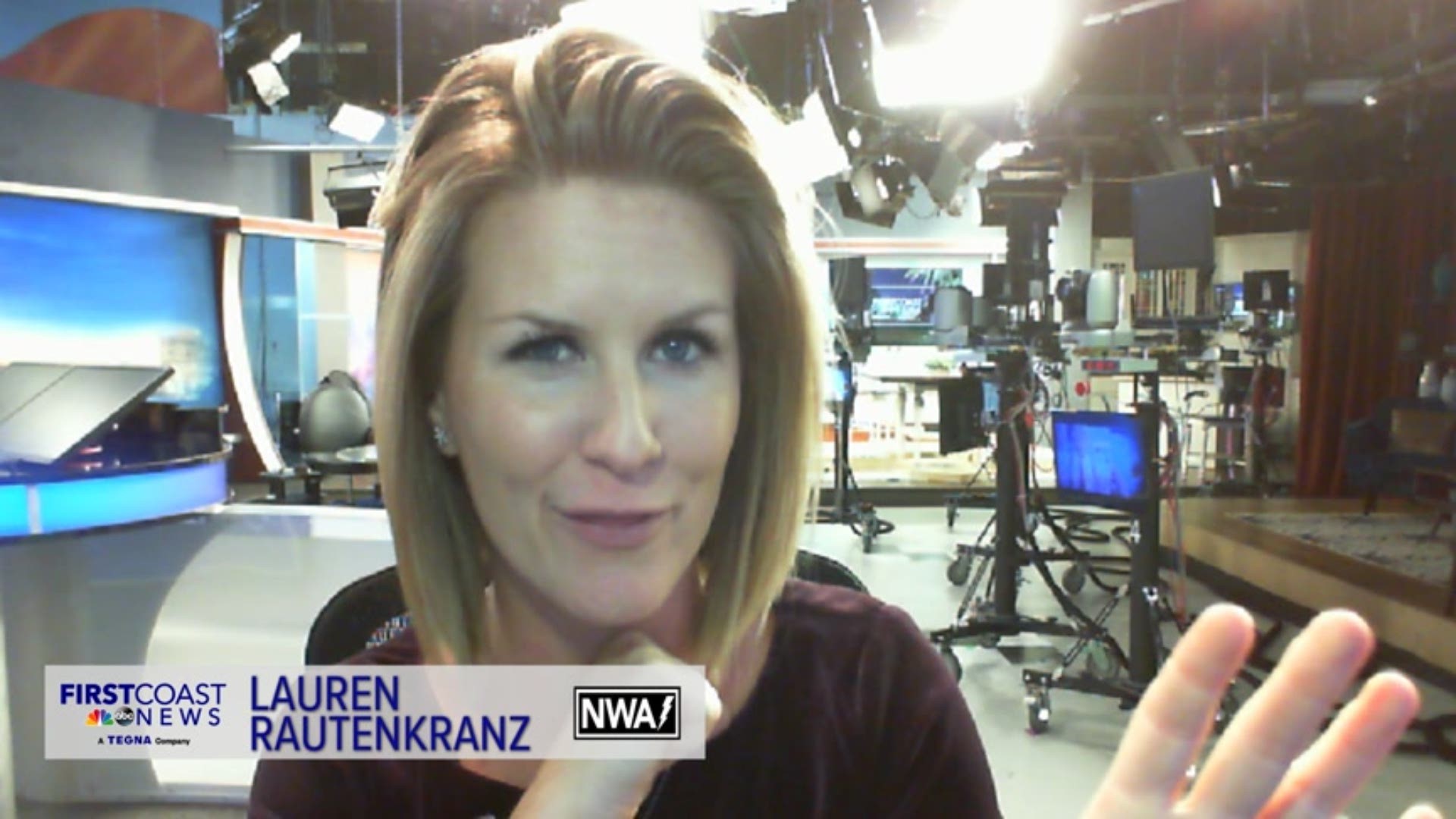 Meteorologist Lauren Rautenkranz says conditions quiet down overnight with drier skies Monday.