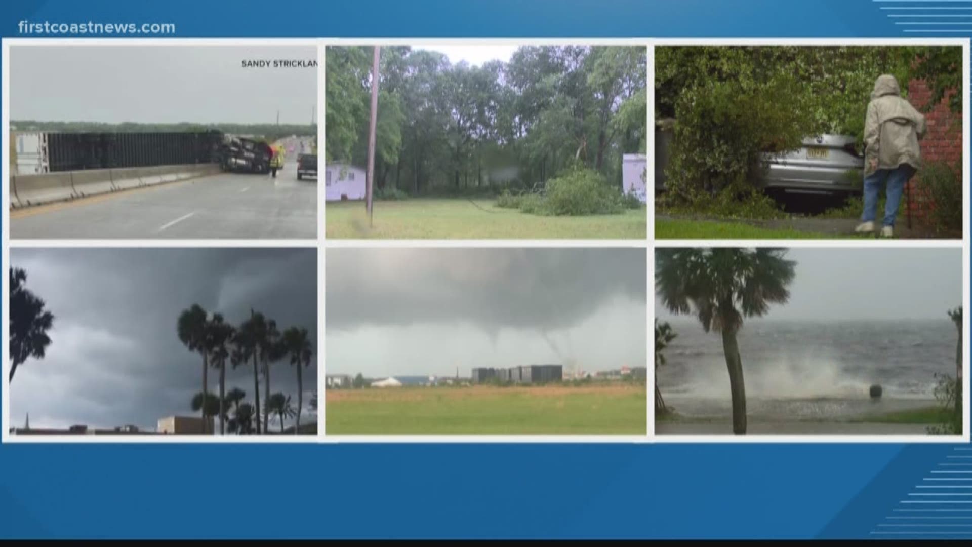 Severe weather swept across the First Coast Friday, leaving behind trails of damage.