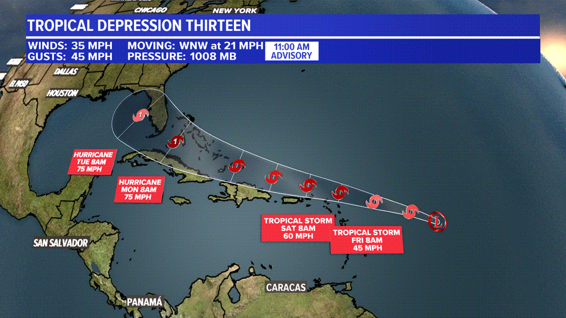 Tropical Depression 14 forms, three other storms in Atlantic ...
