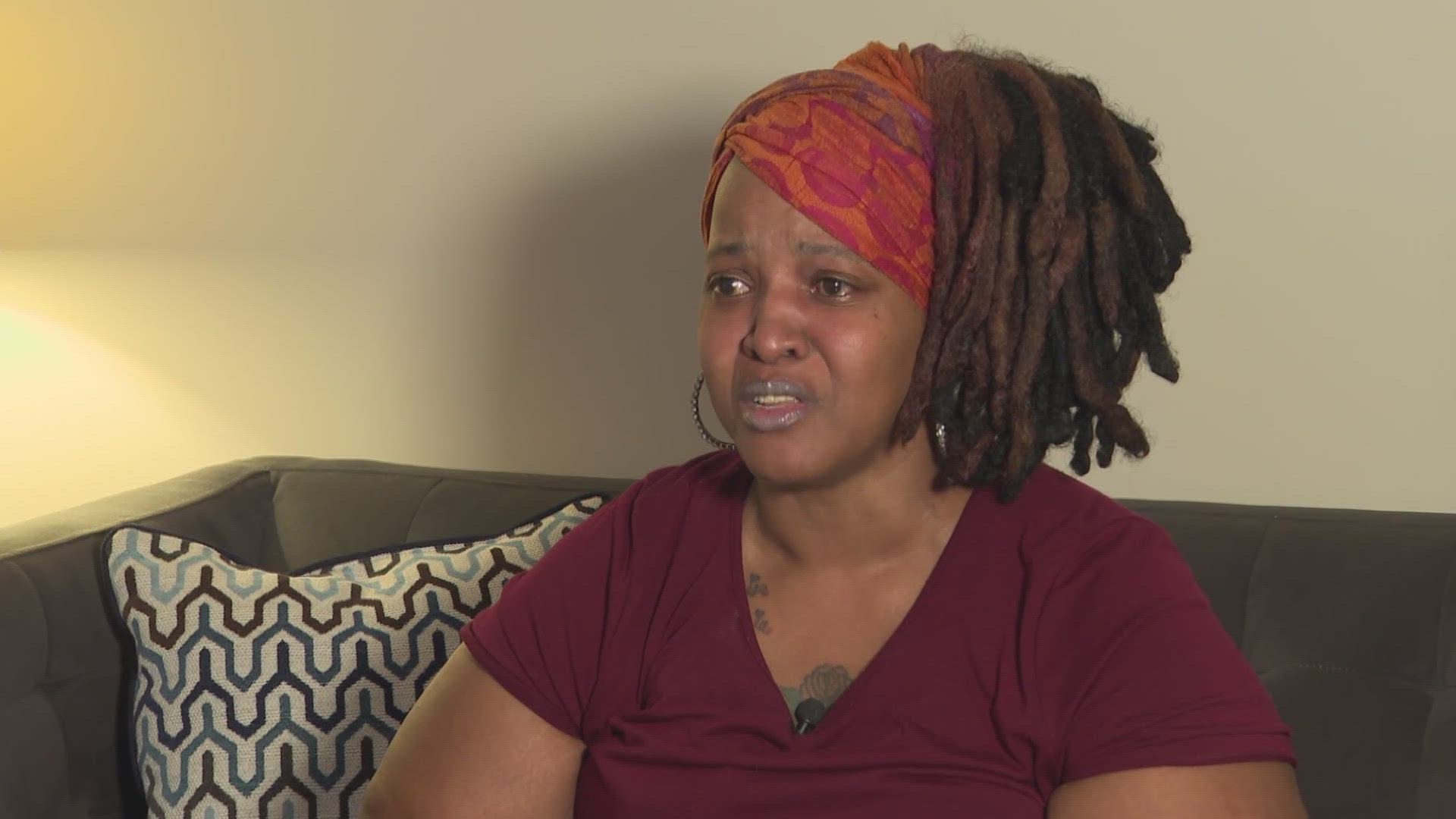 Jamilya Henderson says she and two of her teenage daughters are sleeping in three-hour intervals on a relative's couch while they search for affordable housing.