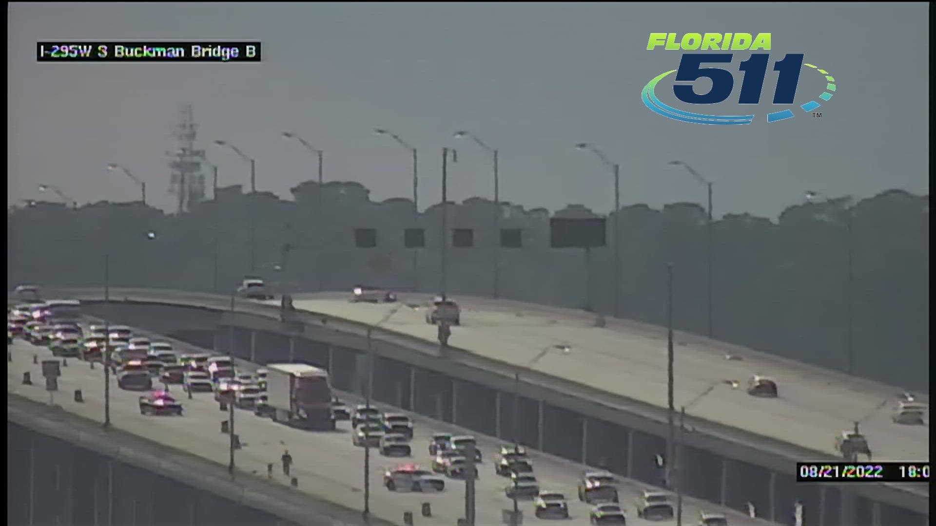 Traffic Three lanes shut down on the Buckman