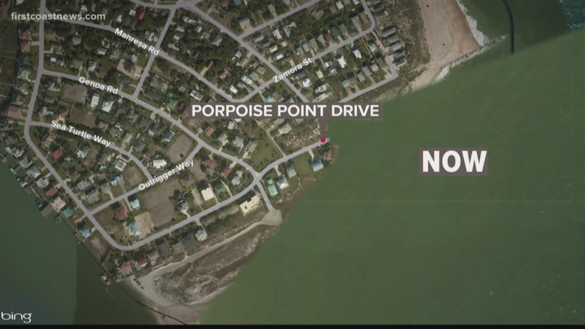 A local state of emergency has been declared for a neighborhood in St. Johns county. Waves from the Nor'easter and extra high tides from the full moon pushed ocean water into the Porpoise Point neighborhood.