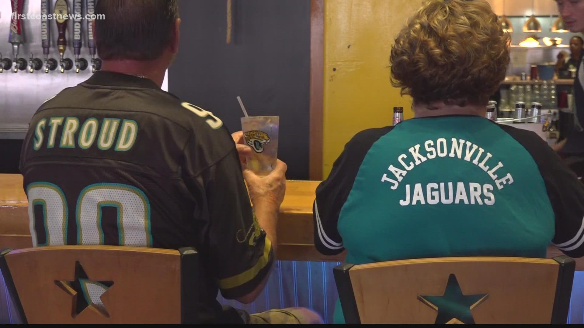 Places like Sneakers Sports Grille in Jax Beach saw crowds of fans rocking their best Jags gear to cheer on their team.