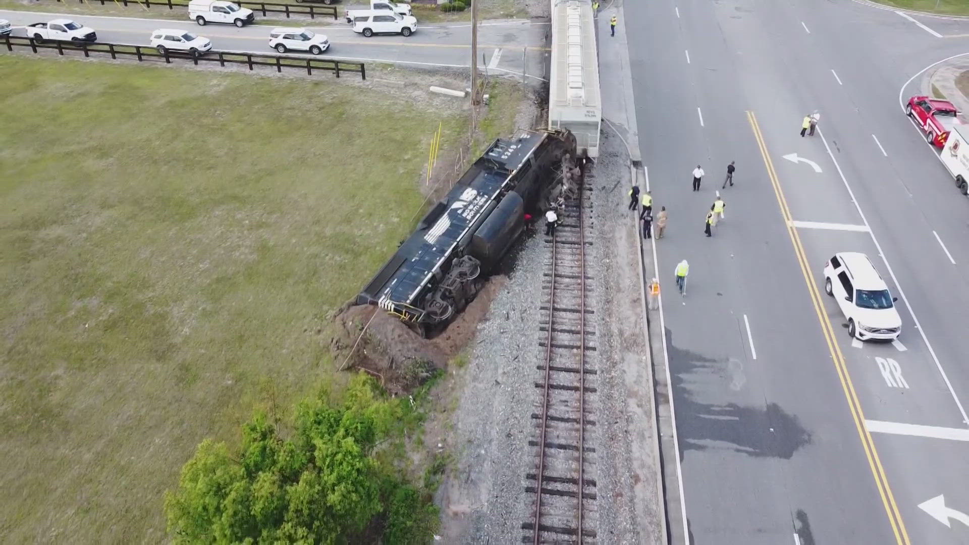 Emergency officials said Friday afternoon that no one was injured following this train derailment in Brunswick.