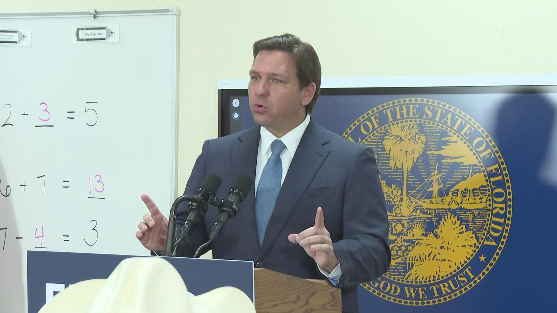"We want education, not indoctrination," DeSantis said Monday at a Jacksonville school. He said the AP class is using Black history to "shoehorn in queer history."