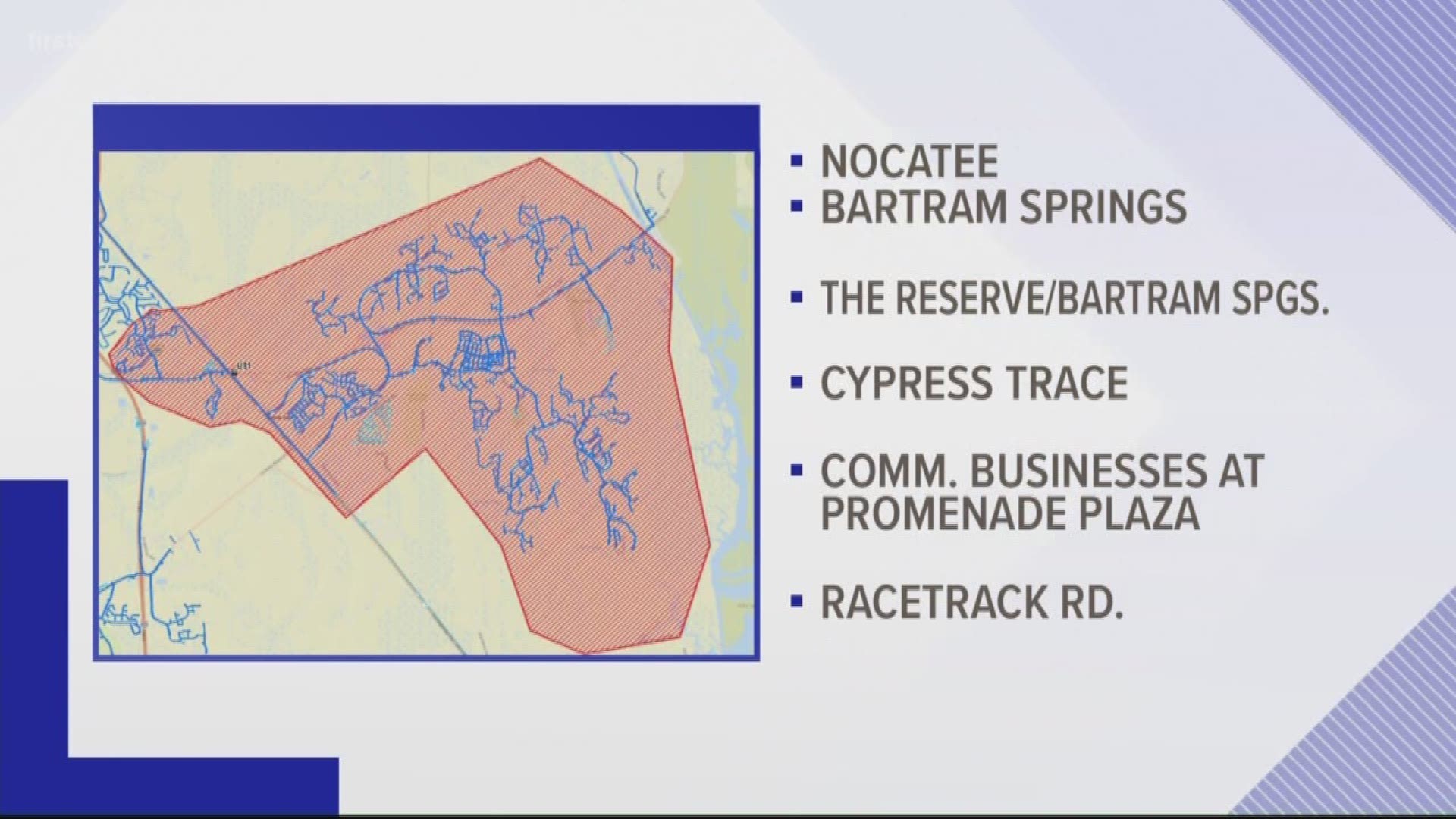 A boil water advisory is in effect for Nocatee and other nearby areas following a water main break Sunday.