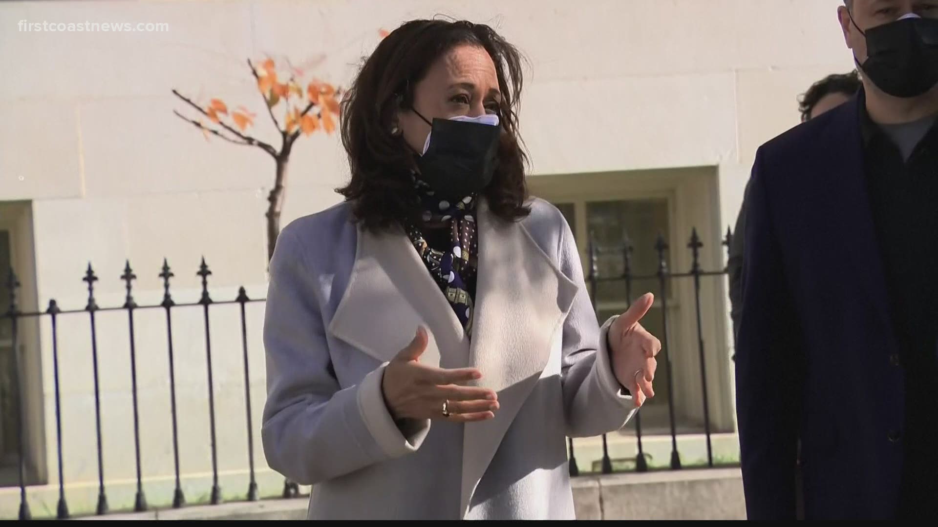 Vice President Kamala Harris is scheduled to arrive in Jacksonville around 2 p.m.