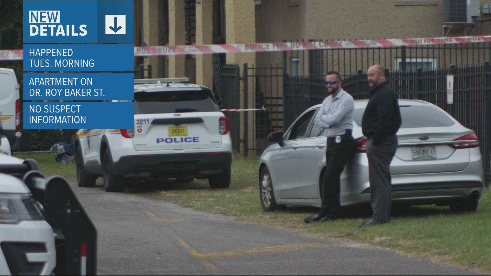 The victim was found inside a Jacksonville apartment Tuesday morning.