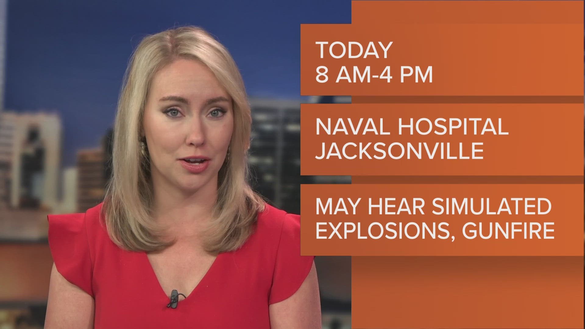 Naval Hospital Jacksonville will be holding a training exercise on Friday where you may hear simulated gunfire and explosions from 8 a.m. to 4 p.m.