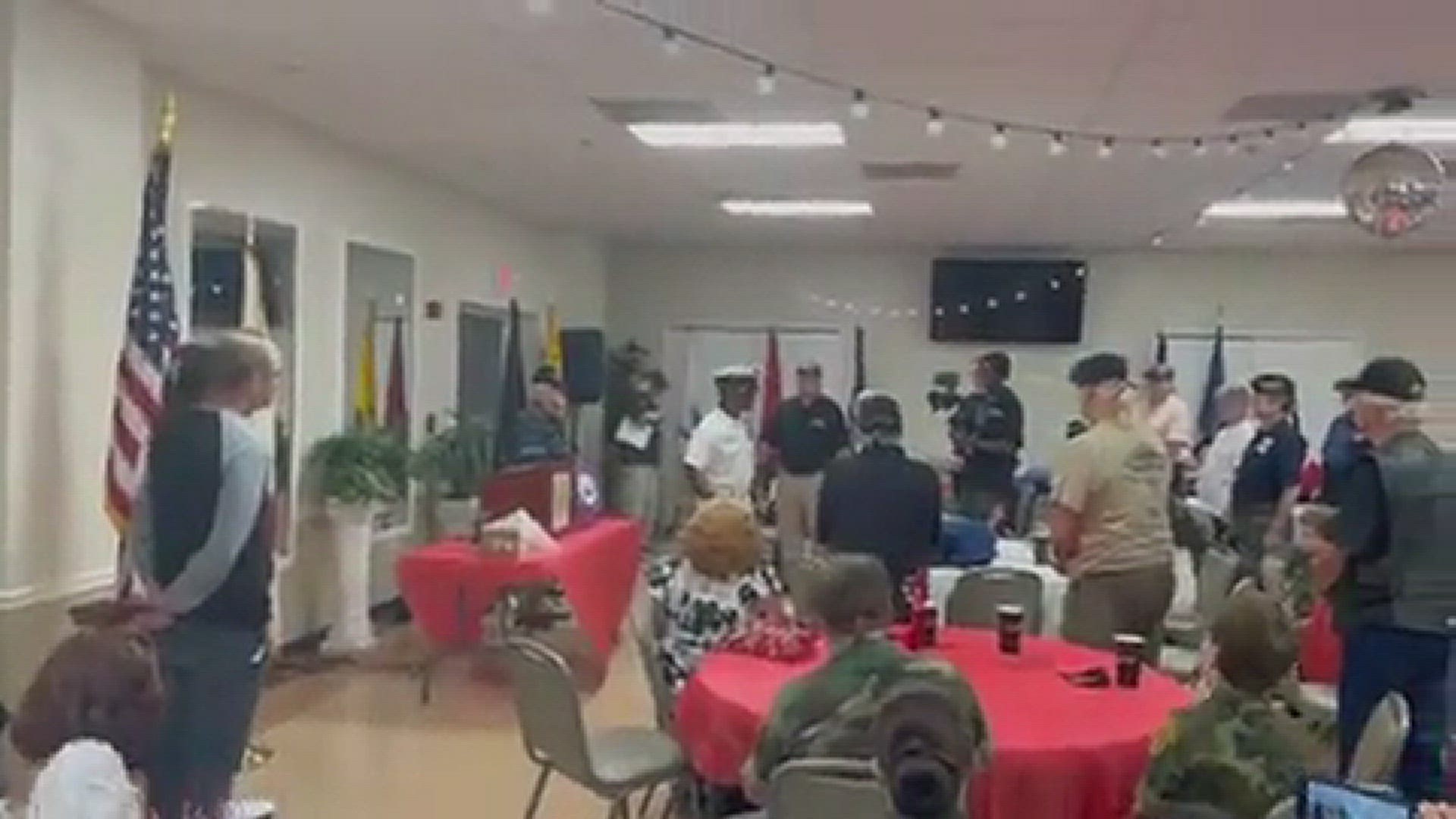 Navy Command Master Chief Ret. Mack Ellis addresses Vietnam veterans Saturday during an event in their honor at the Jacksonville Elks Lodge.
Credit: Harold Goodridge