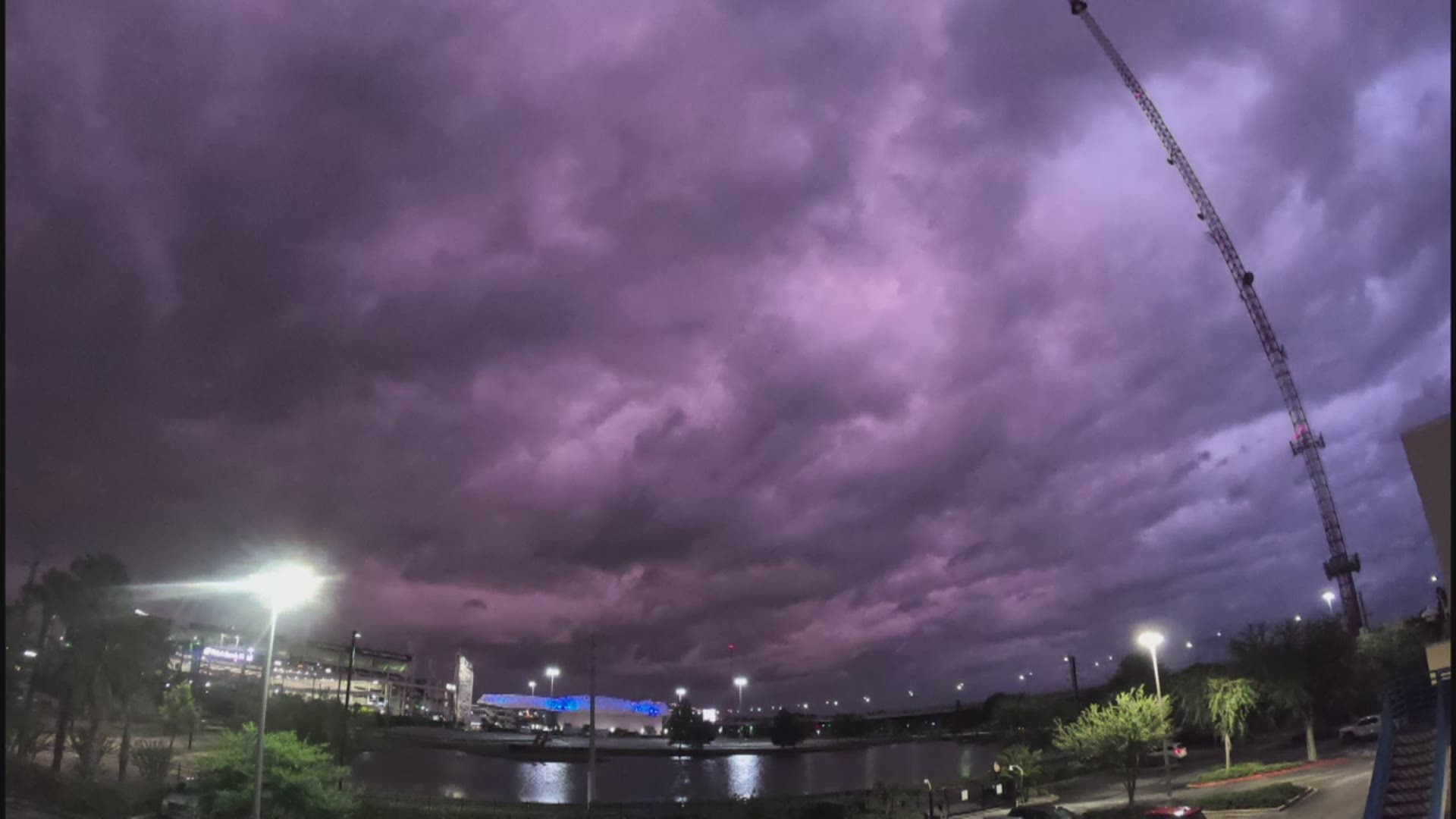Timelapse video captured in Jacksonville, Fla. shows the First Coast sky turning purple during sunset following Hurricane Dorian.