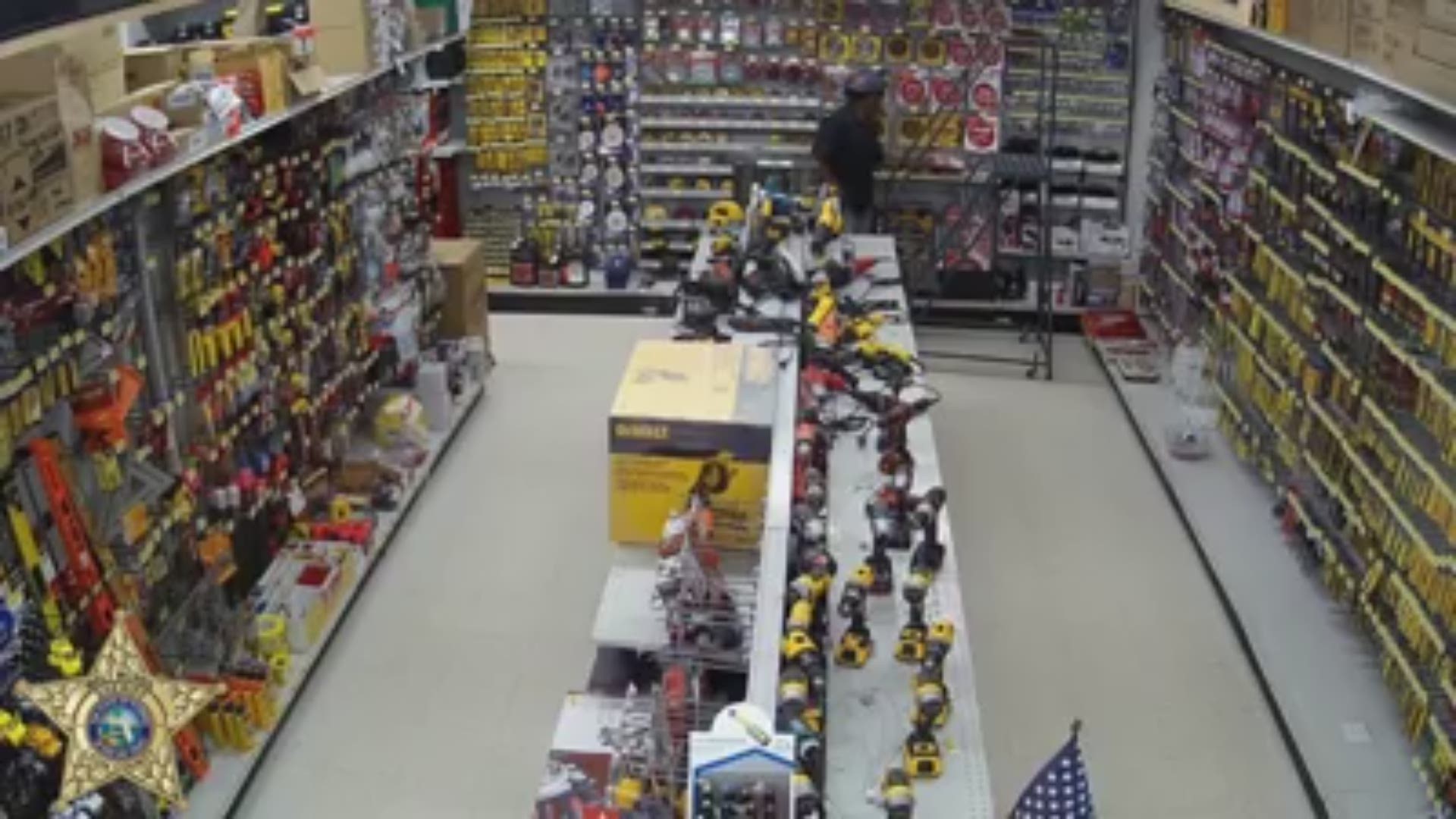 This video from the Leon County Sheriff's Office shows a man shoplifting at an Ace Hardware in Wooville putting circular saw and Sawzall blades in his pants.