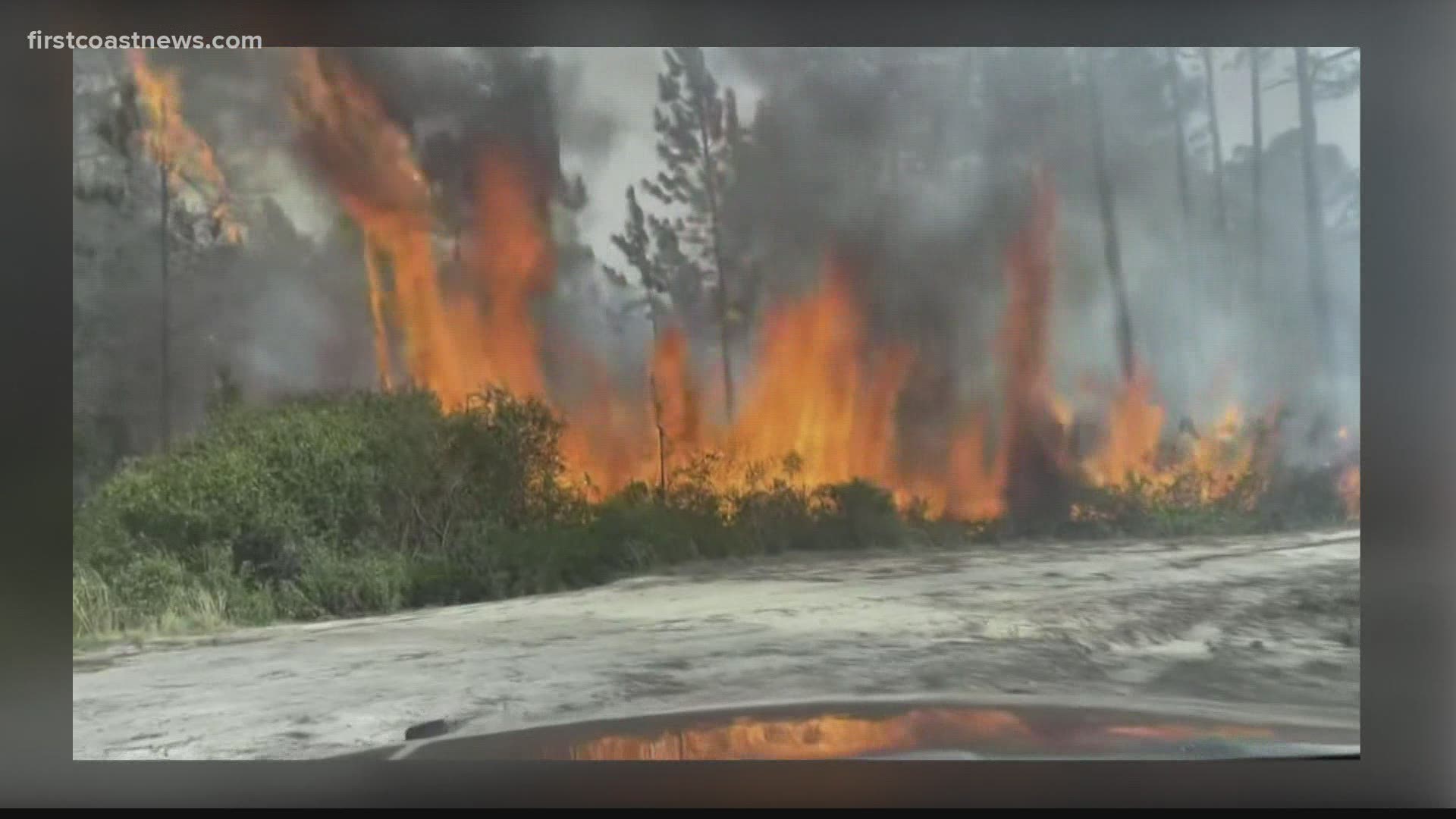 Firefighters have not confirmed how large the brush fire was.