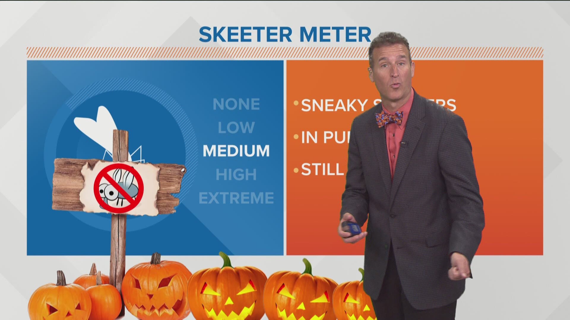 Be careful of sneaky skeeters at the pumpkin patch.