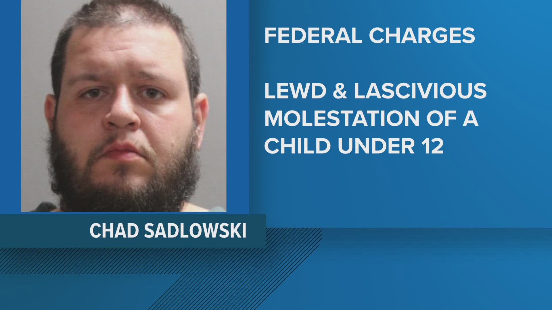 Chad Sadlowski, 33, faces a 15-year minimum mandatory sentence, as the State Attorney's Office says charges were dropped after the case went federal.