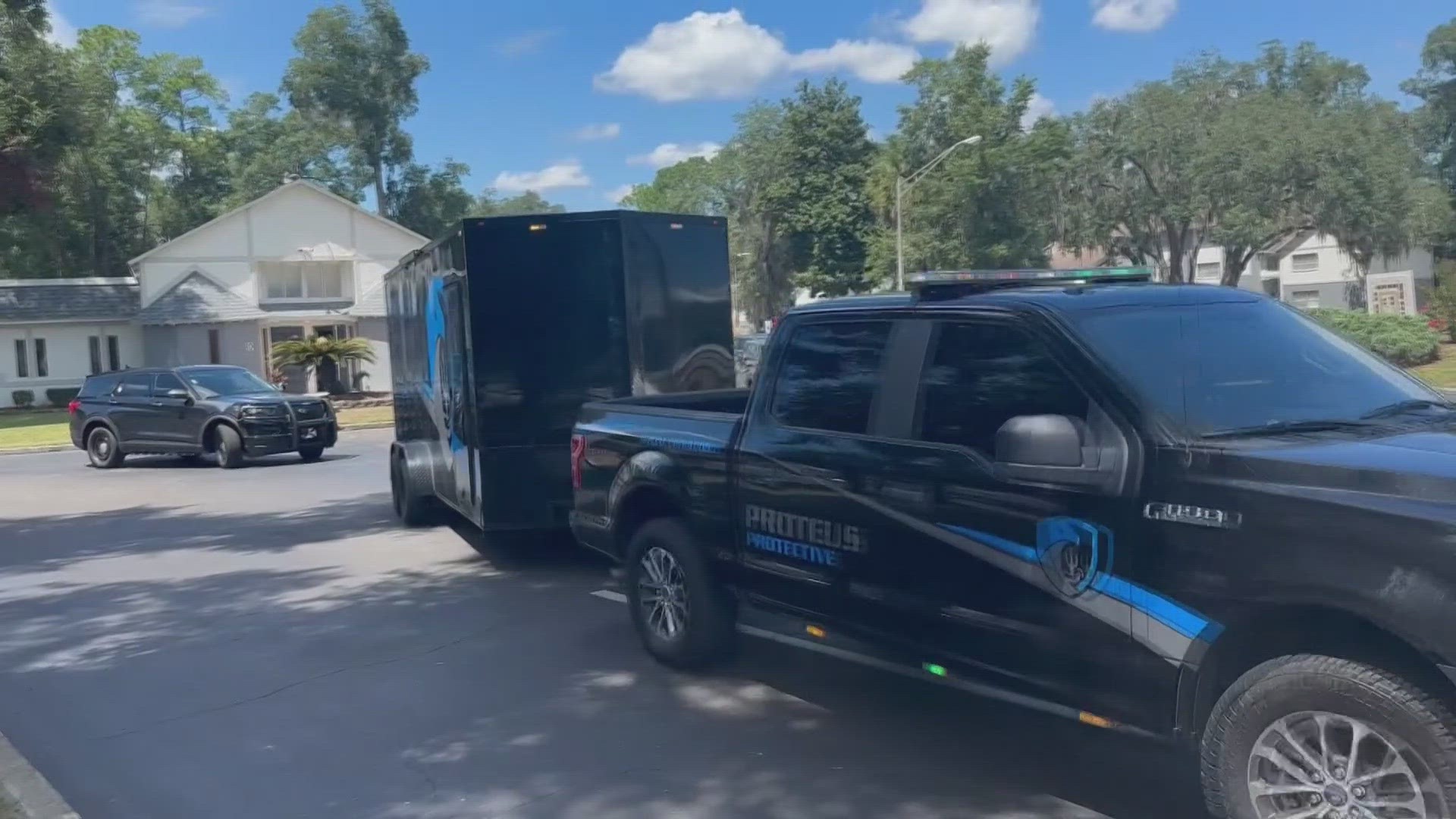 Proteus Protective Services, a local security agency, disaster response, and support team took its mobile command center to support volunteers helping with cleanup.