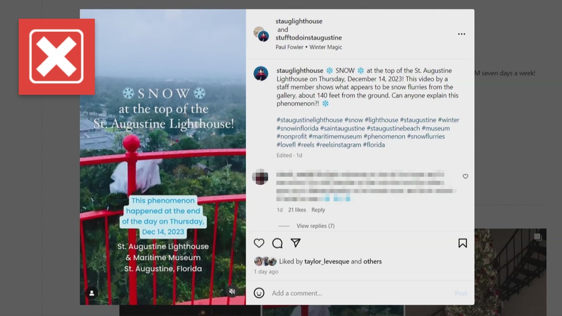 Was there snow at the top of the St. Augustine Lighthouse? - Vimarsana News