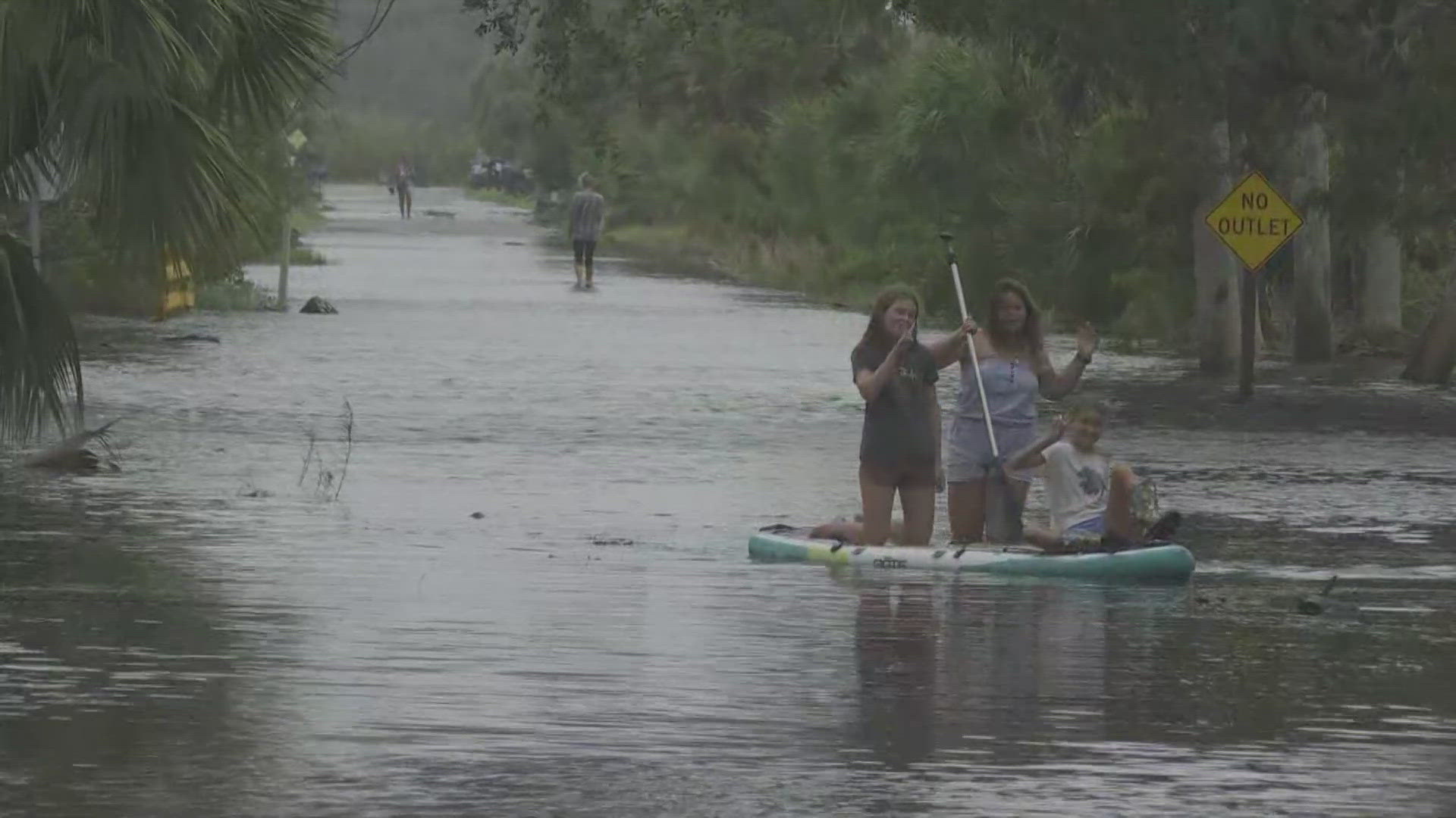 23rd and 24th streets in Flagler Beach were seen flooded on Thursday. Flagler County's EMA director said peak surge for the intracoastal will be around 7 p.m.