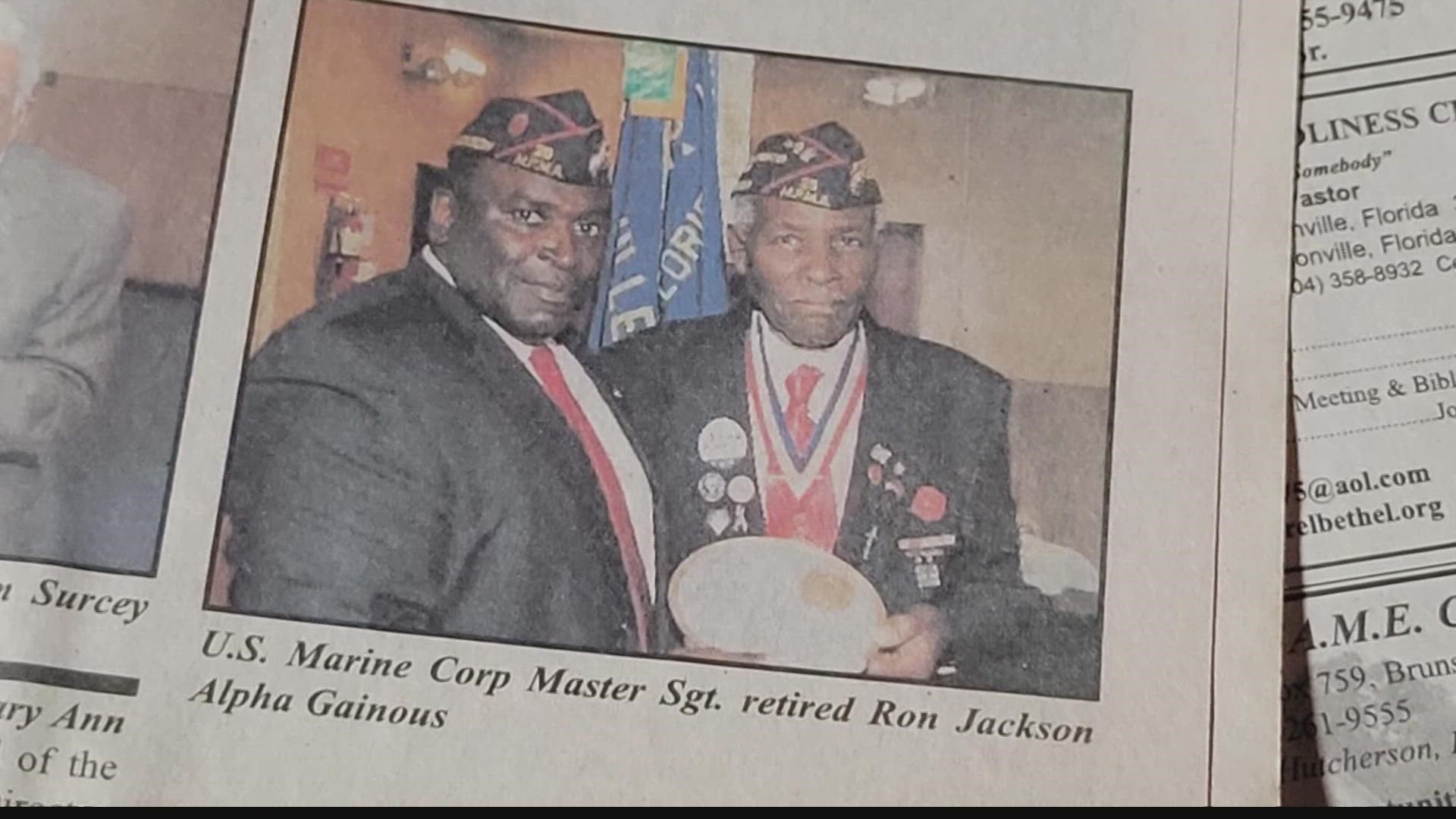 Alpha Gainous, one of the first Black marines, recently died at the age of 98 in Jacksonville.