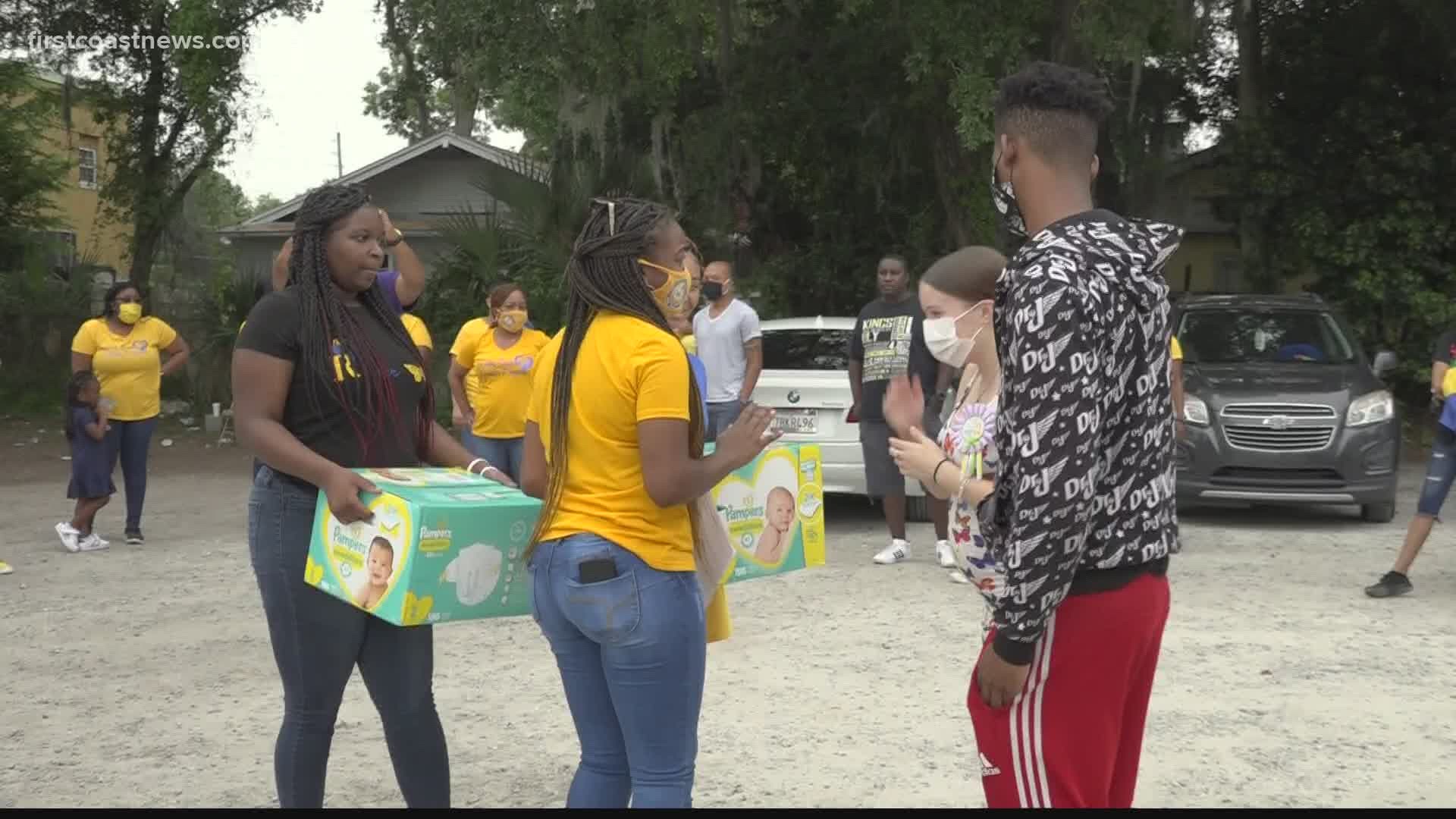 The event was held for seven soon-to-be moms in Jacksonville to help them with basic necessities for a new baby.