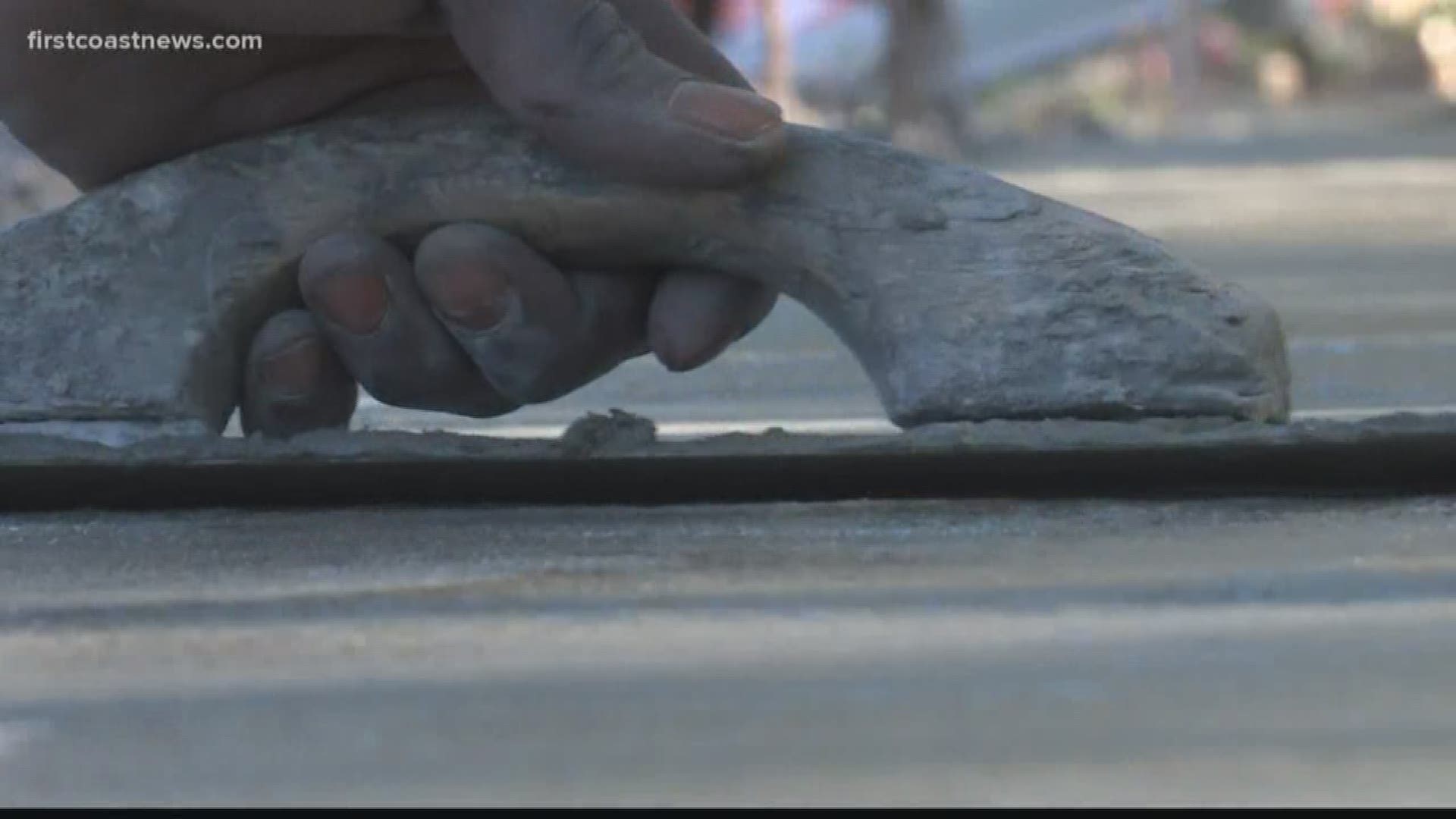 Contractors are hard at work making new sidewalks for two Mayport schools.