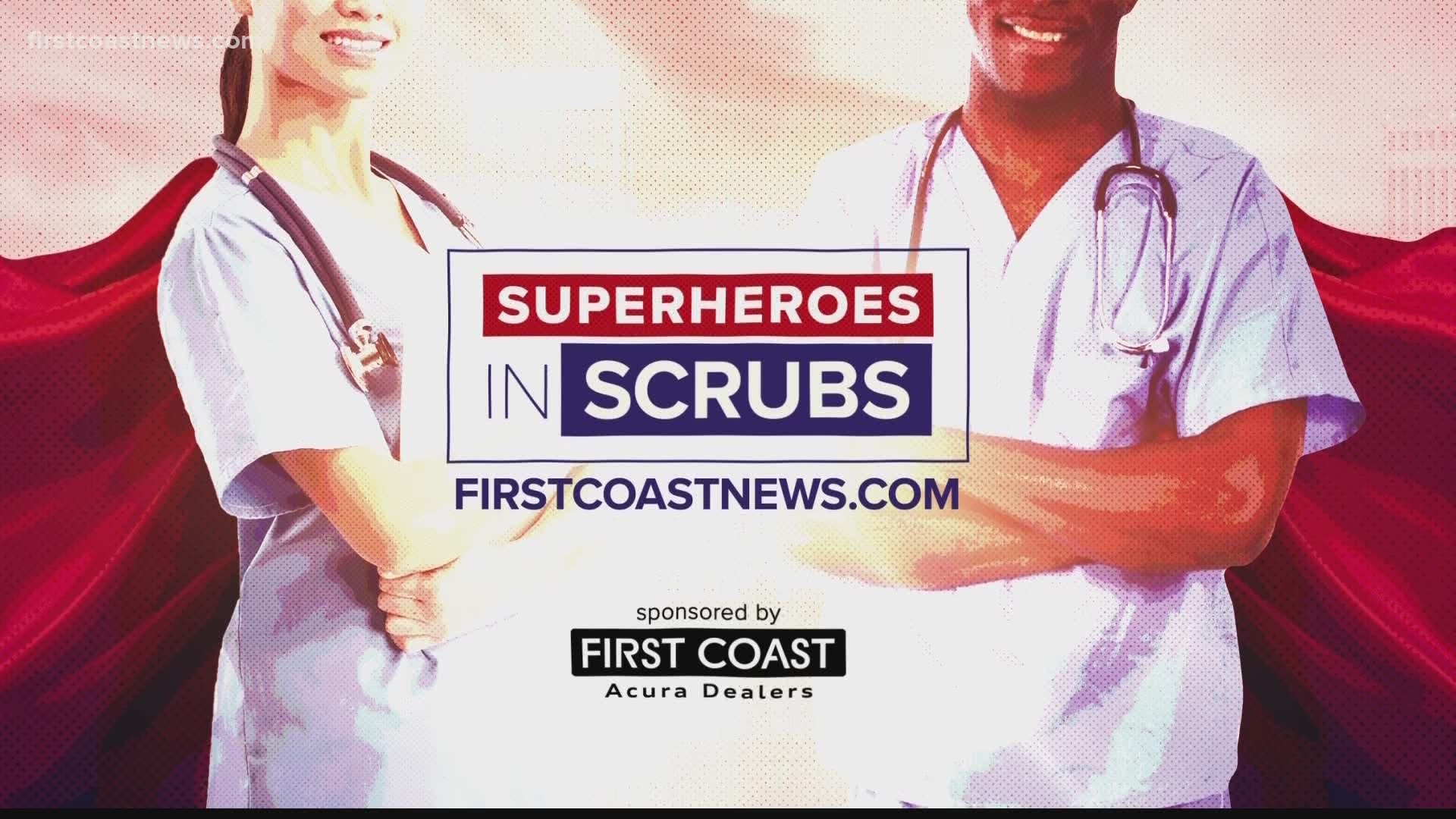 First Coast News is visiting local hospitals to give nurses shirts that say 'Superheroes in Scrubs' as a small way to say thank you for all they do.