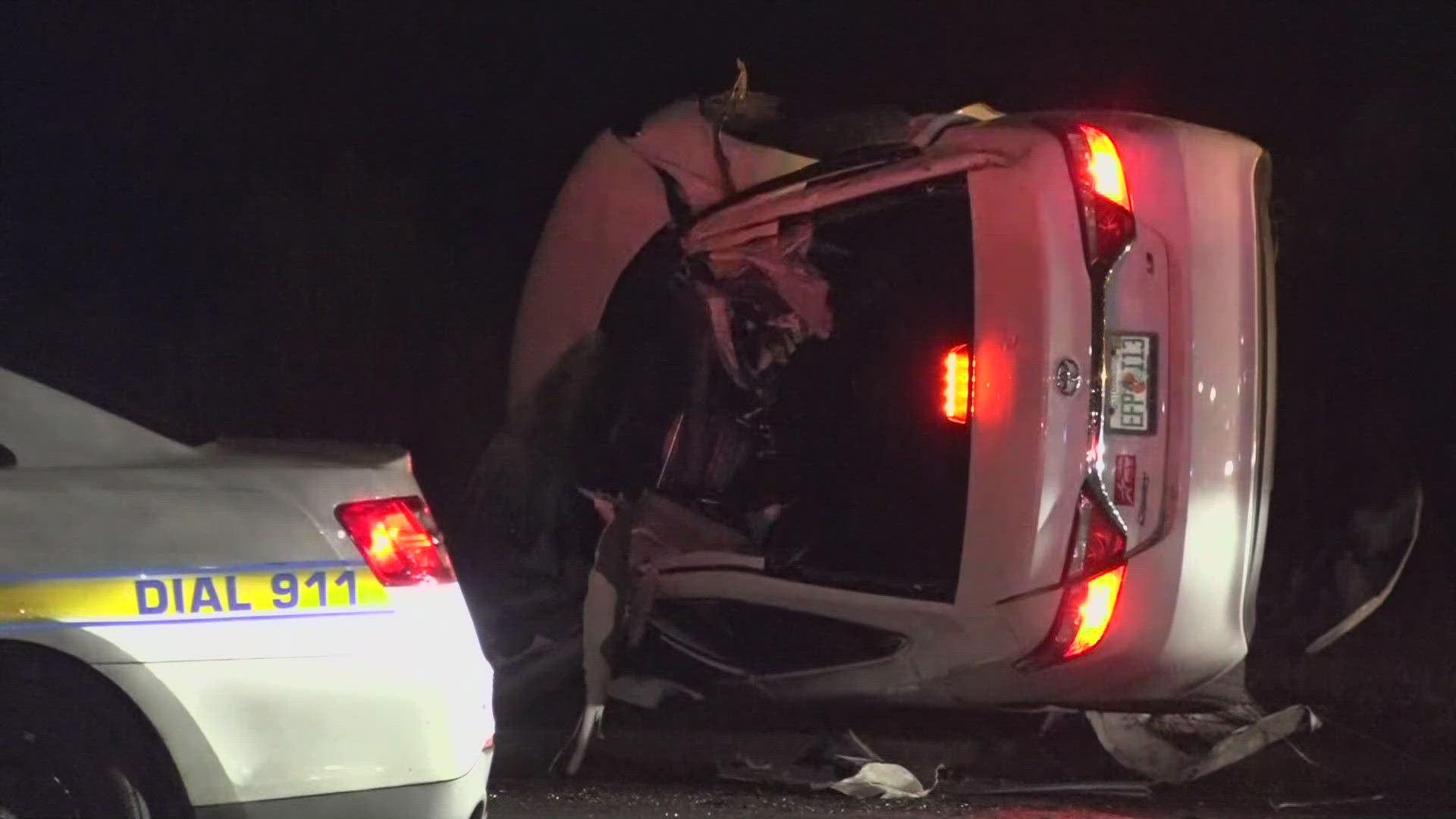 The Jacksonville Sheriff's Office says the woman crashed her car while trying to merge onto Blanding Boulevard from Roosevelt.