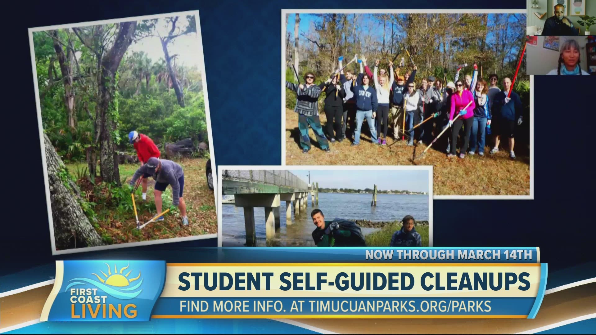 Students can earn community service hours through March 14 by collecting litter at a park.
