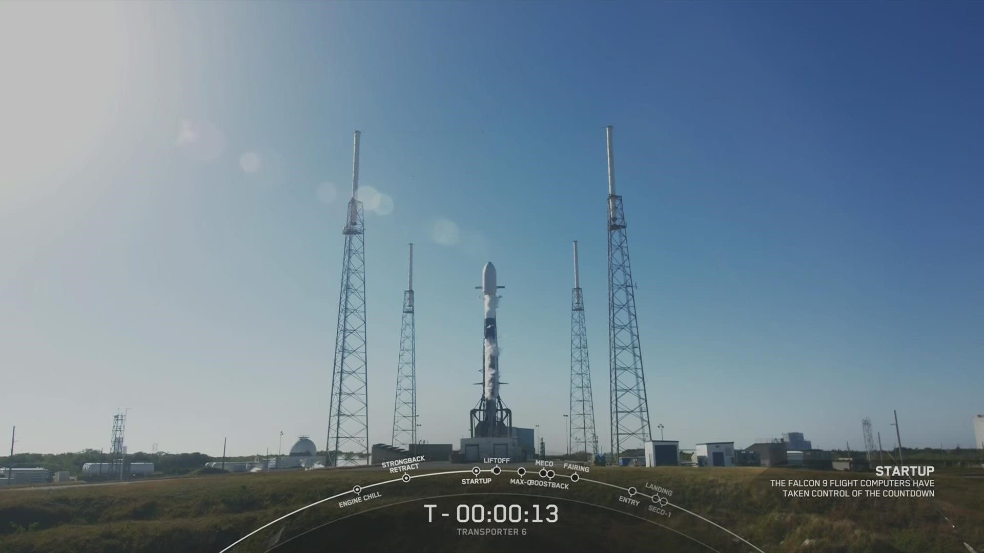 Liftoff at the Cape Canaveral Space Force Station has been pushed back to 2:14 p.m. Monday.