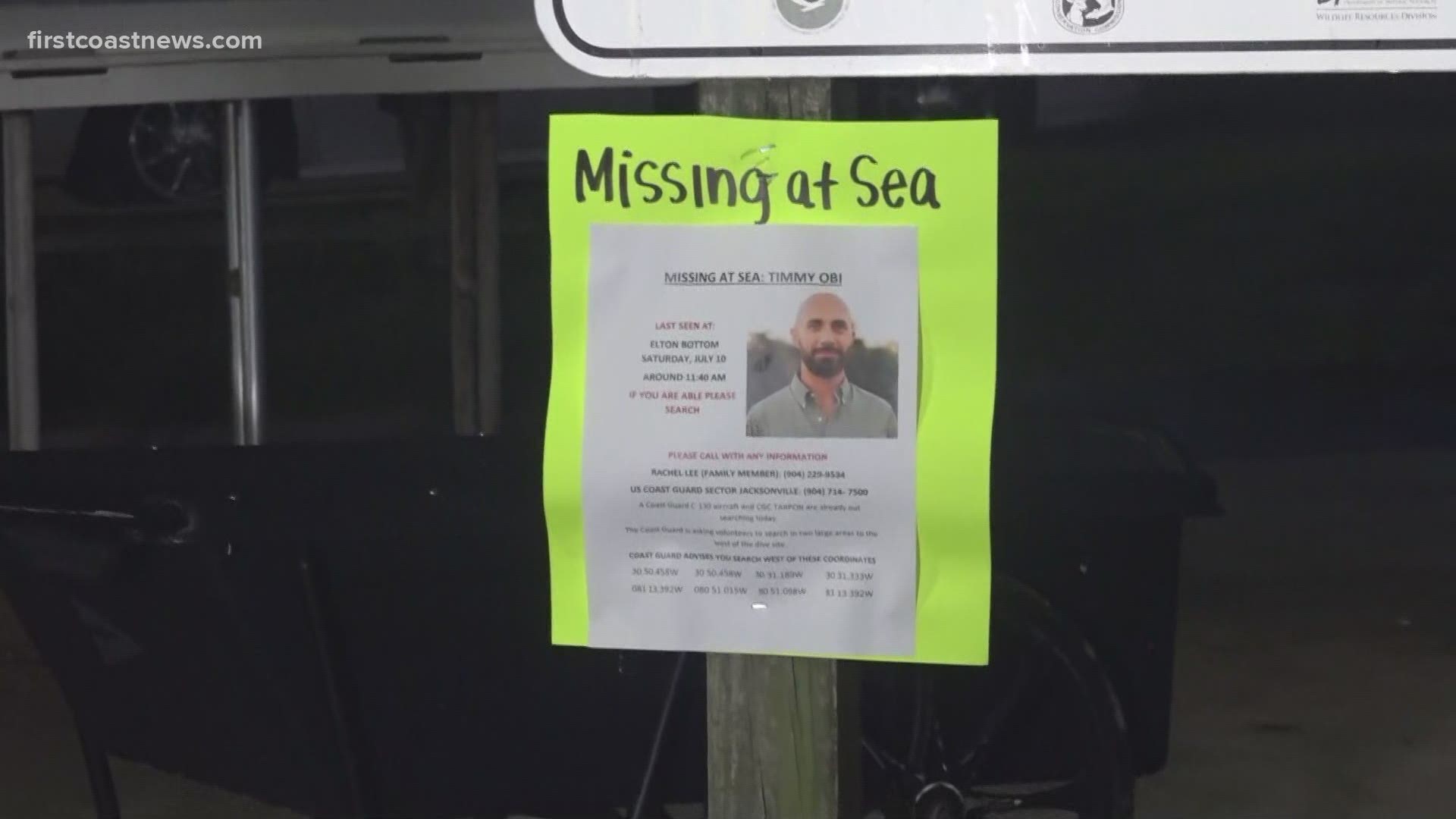 In addition to a Coast Guard vessel and a C130 airplane, there are about a dozen private boats helping in the search for Timmy Obi.