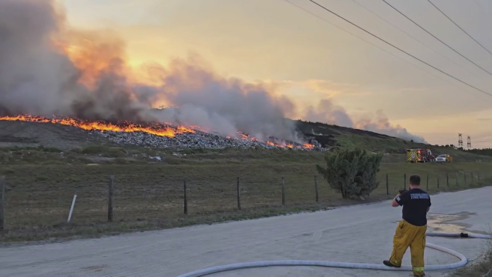 Eleven Putnam County Fire Rescue units responded to the fire at the Putnam County Central Landfill Sunday. Crews were using dozers and heavy equipment to smother it.