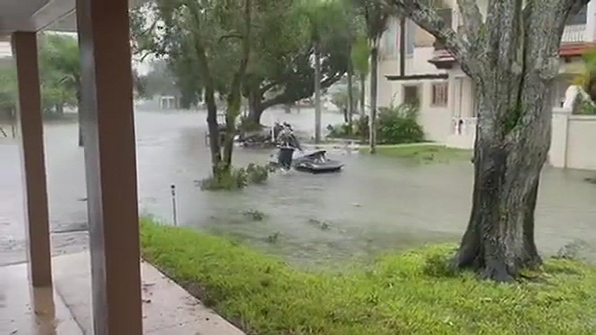 St. Augustine man jet skiing in his side yard in Davis Shores after Ian
Credit: Trey DuPont