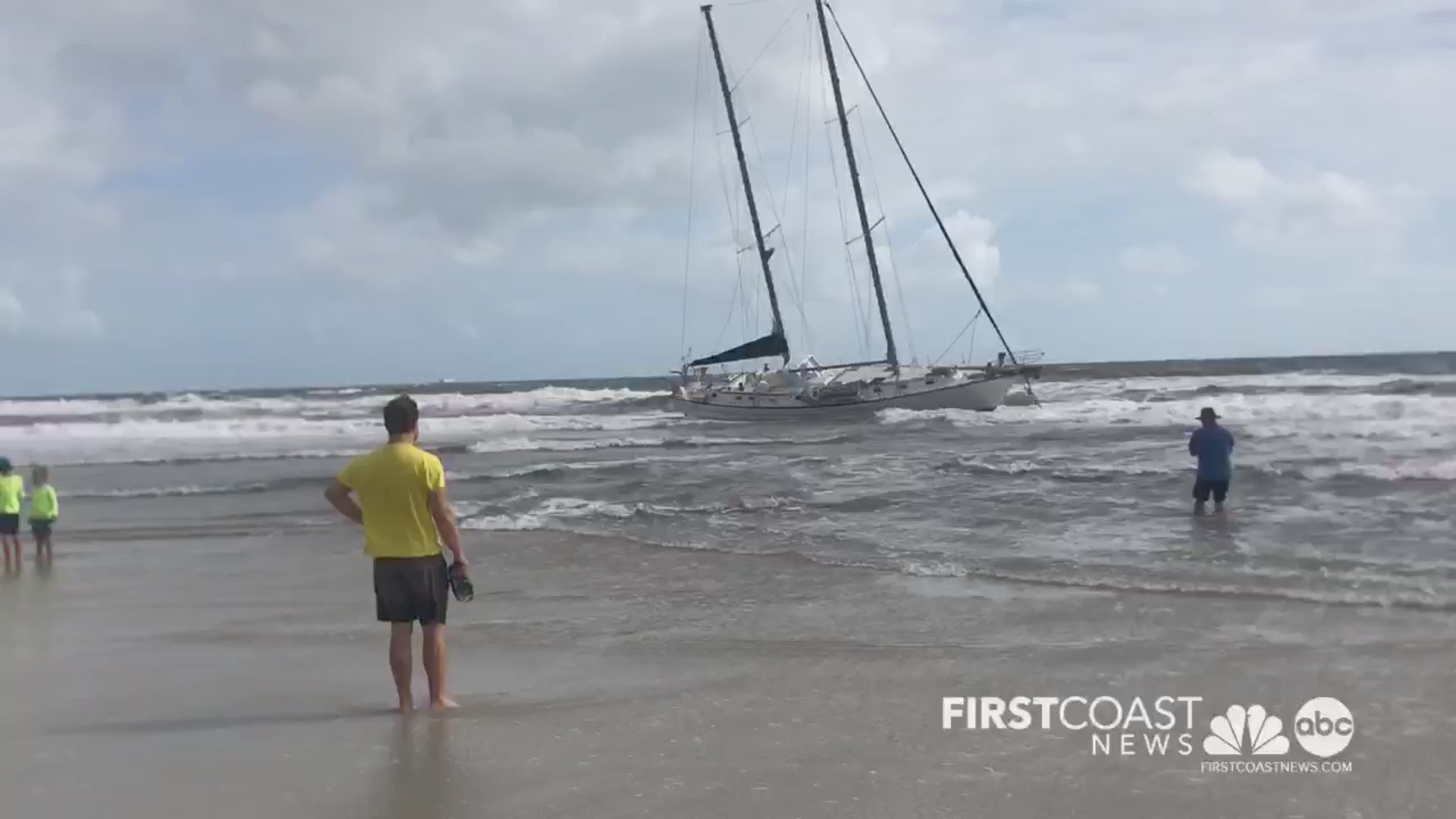 Crews are still working to remove the boat from the area, according to the Atlantic Beach Police Department.